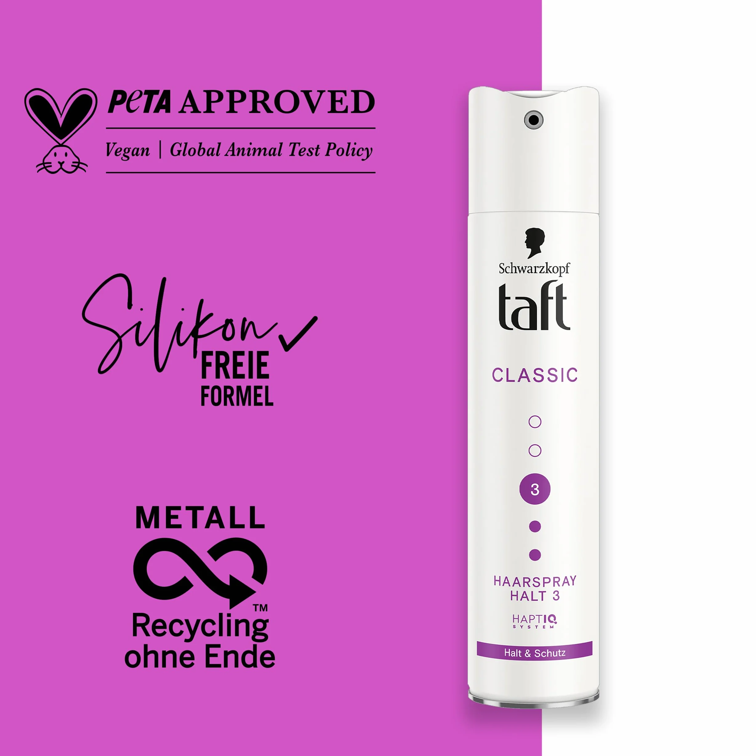 Schwarzkopf Taft Classic lakier do włosów (250 ml), stopień utrwalenia 3 stylizacji włosów, lakier do wszystkich rodzajów włosów, utrwalenie i ochrona, wegańska formuła *