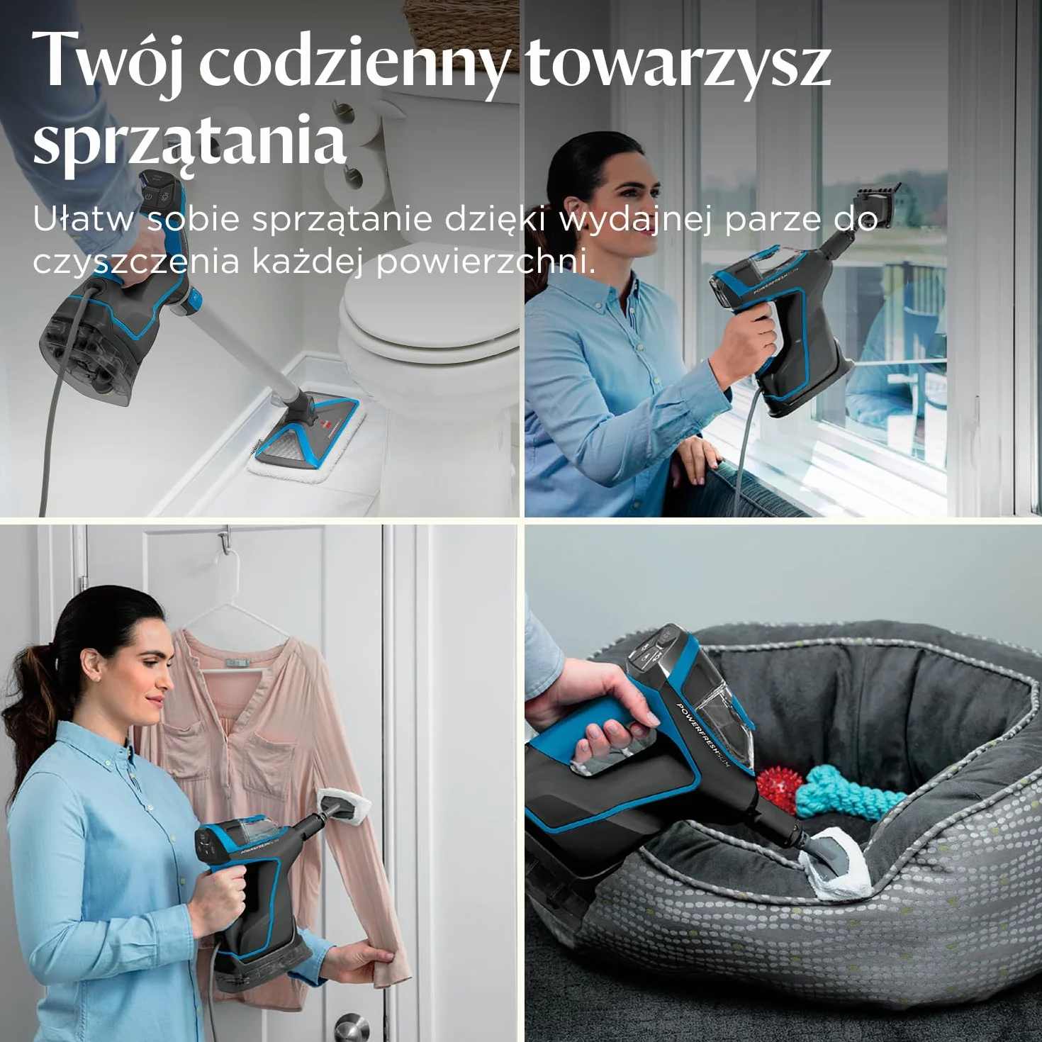 BISSELL PowerFresh Slim Steam, odkurzacz parowy 3 w 1, możliwość przekształcenia odkurzacza parowego do podłóg w ręczny odkurzacz parowy, lekki, wielofunkcyjny, w zestawie narzędzia, 4268N