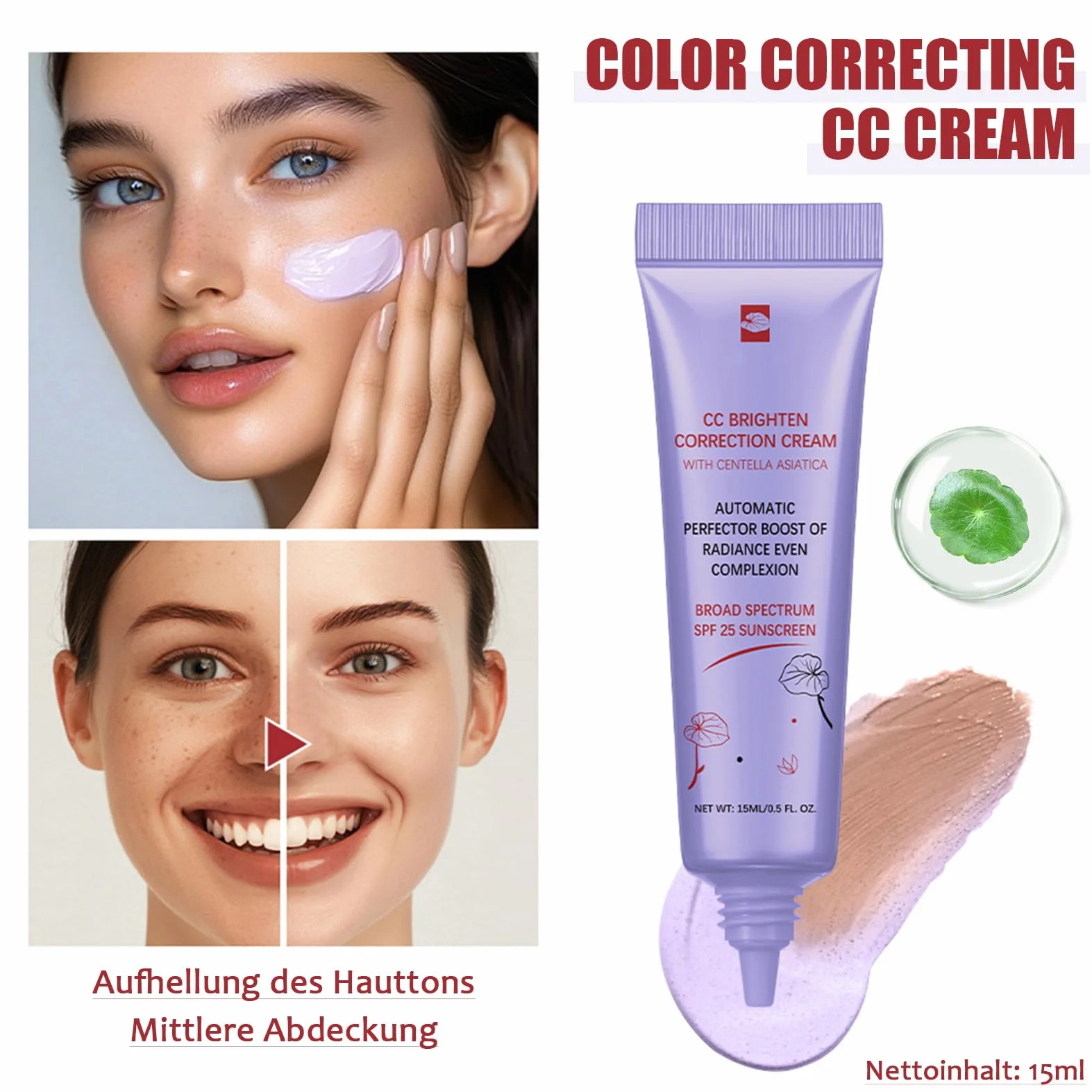 CC Cream Dull Correct, CC krem do perfekcji cery, automatyczna pielęgnacja cery z Centella Asiatica, koreański podkład do makijażu z LSF 25, poprawia cerę i nawilża, wodoodporny i trwały