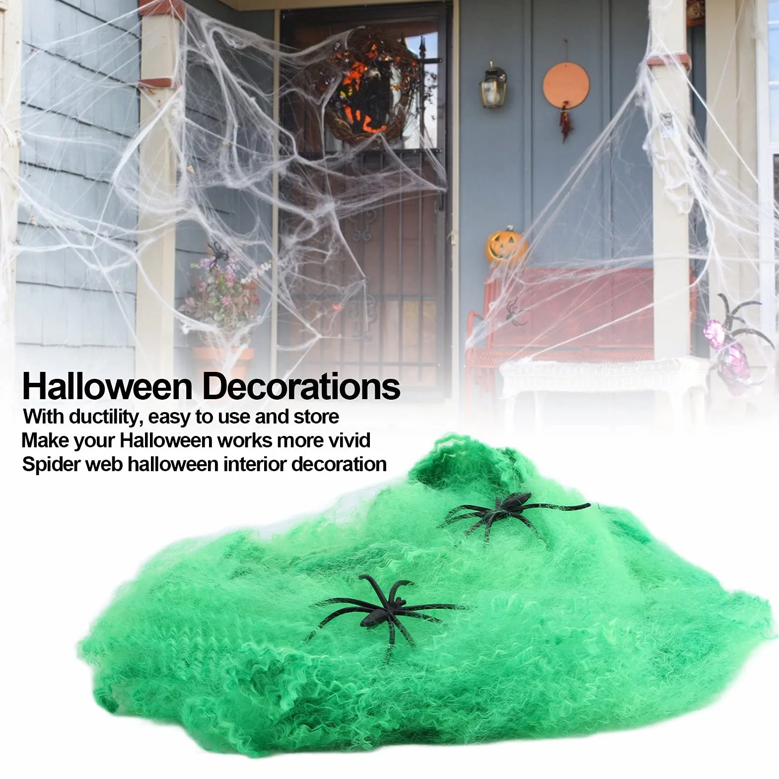 Halloween Pająk sieć Dekoracje na Halloween Zielony