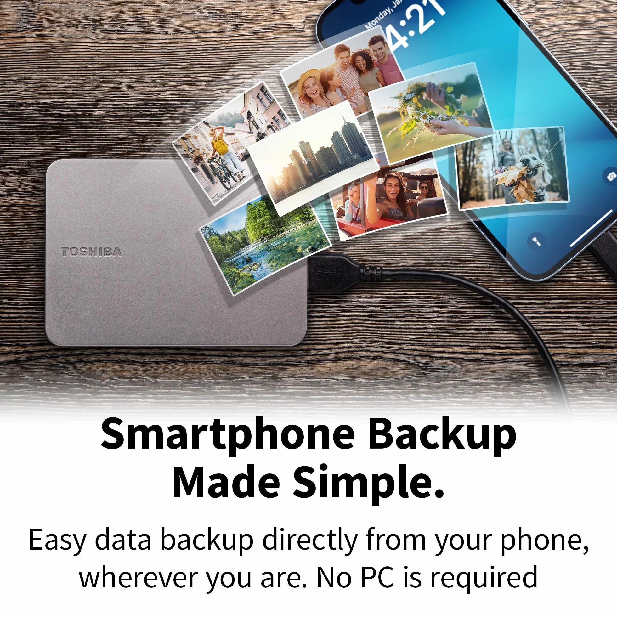 Toshiba Canvio Flex 2 TB – przenośny zewnętrzny dysk twardy 6.9 cm (HDD) do komputerów Mac, Windows PC, smartfonów i tabletów, kompatybilny z większością urządzeń USB-C i USB-A (HDTX220ESCAA)