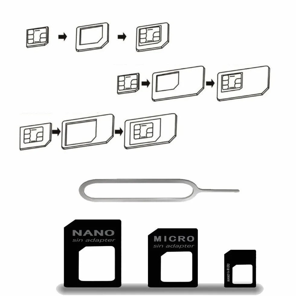 CCLKHY 3 w 1 zestaw adapterów Nano SIM, zestaw adapterów Nano-SIM, adapter karty SIM z wypychaczem SIM, kompatybilny ze smartfonem