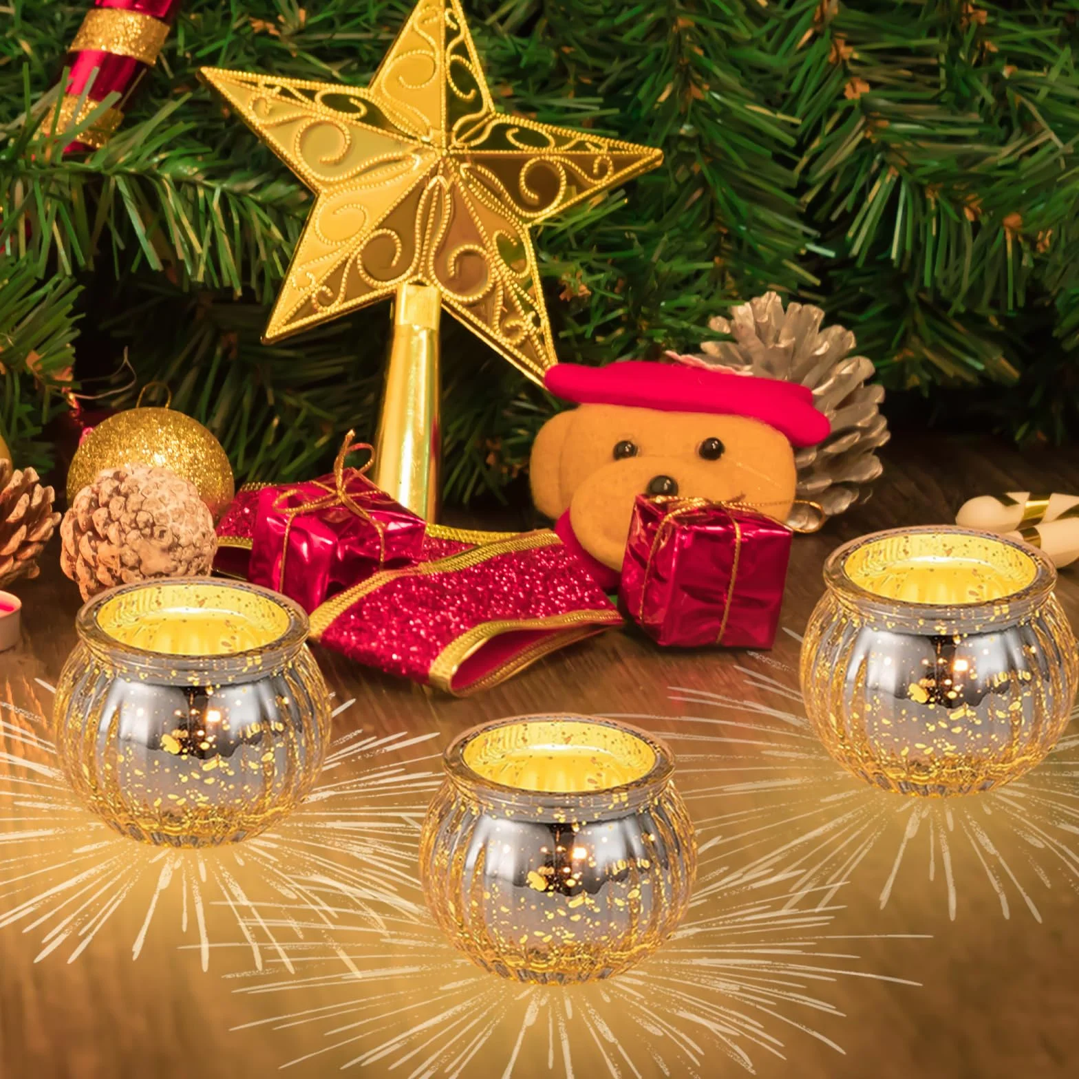 Zestaw świeczników tealight 9 sztuk dekoracja stołu z latarnią