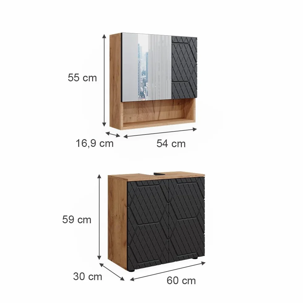 Vicco Zestaw mebli łazienkowych Irma Antracyt 80 cm