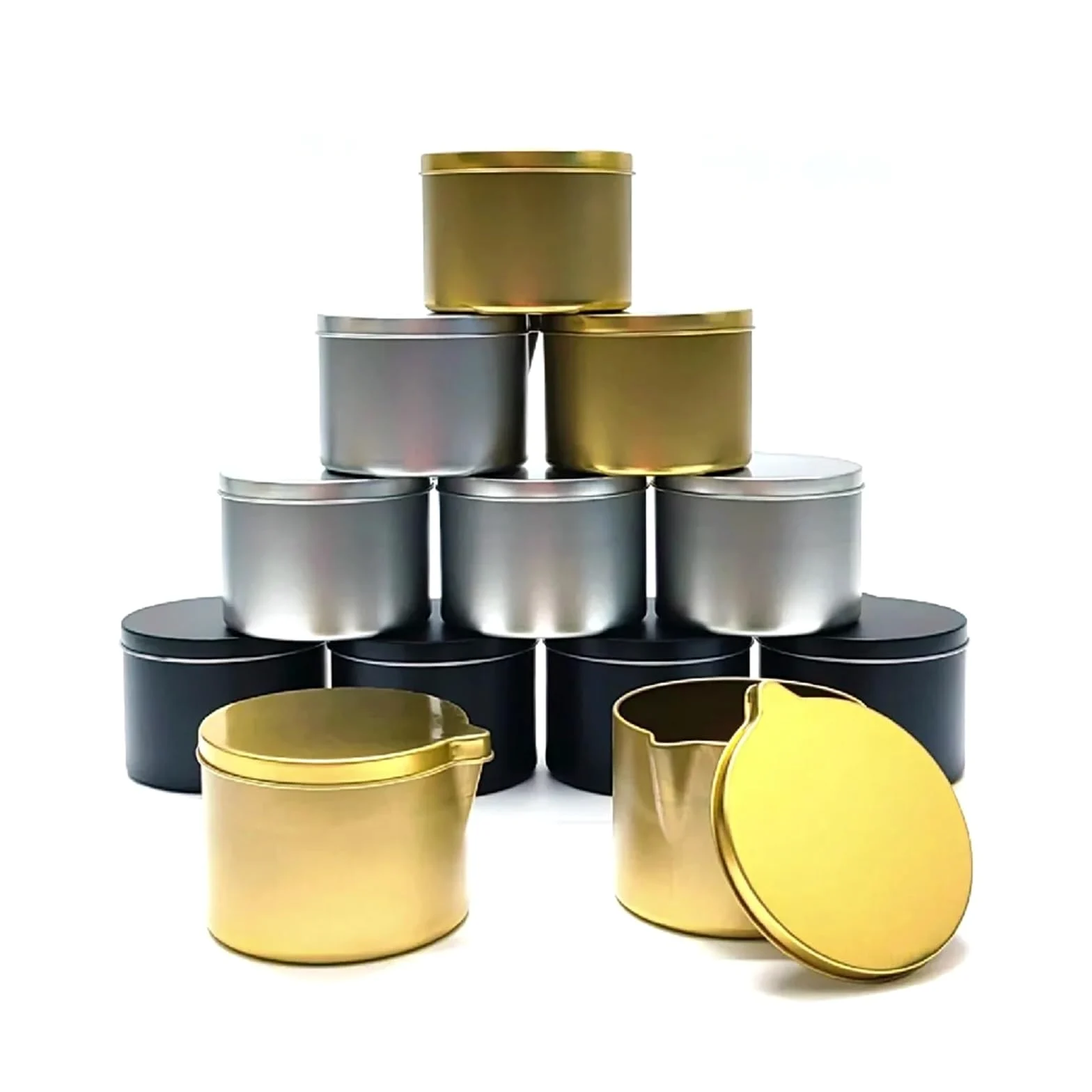Iron Candle Jars | Multicolor for Candle Making: DIY Candle Containers(Silver-12pcs)