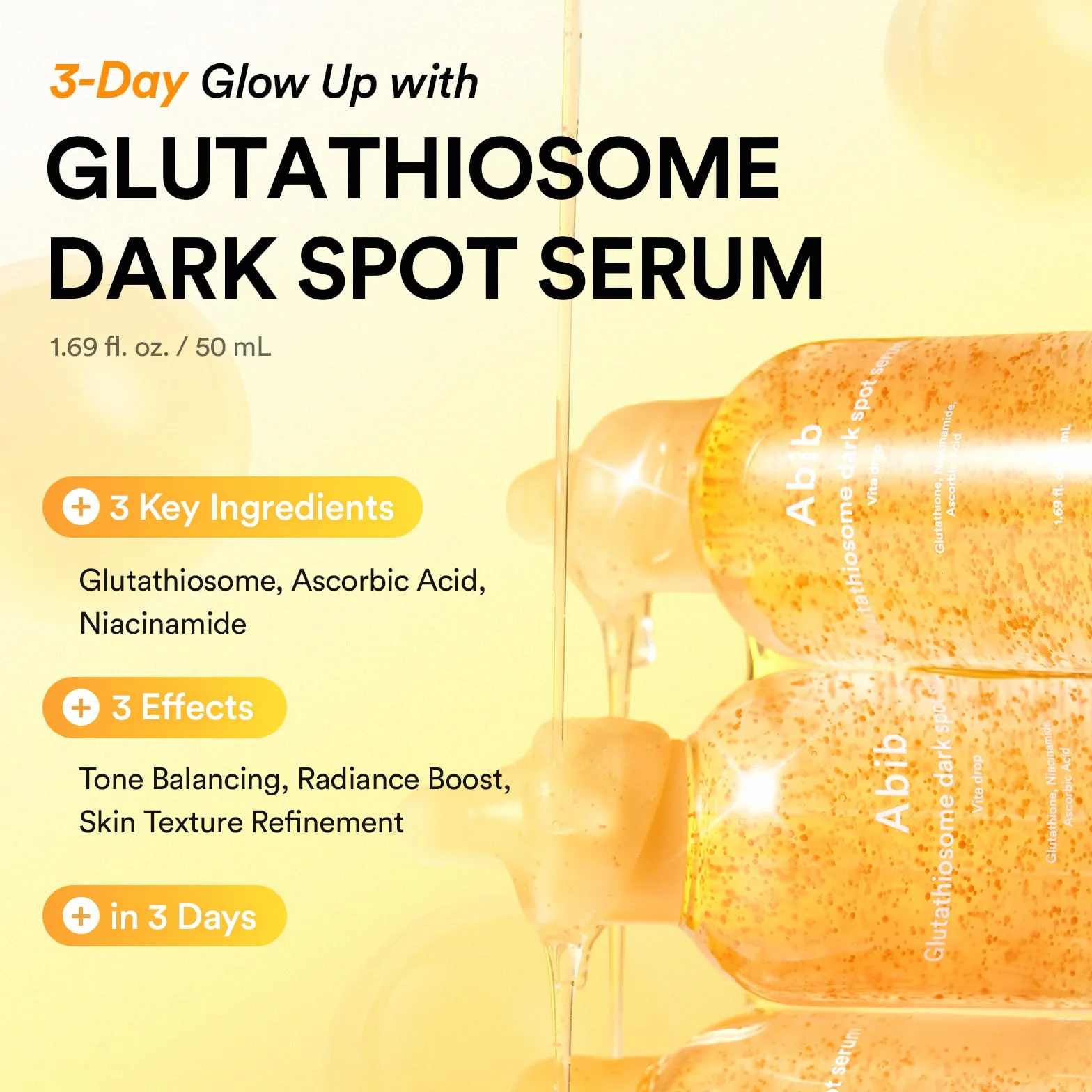 Abib Glutathiosom Dark Spot Serum Vita drop 50ml. | Koreańska skóra skóry, ciemne miejsce, leczenie przebarwień | Serum świecące dla wrażliwej skóry, niacynamid, Viatmin C