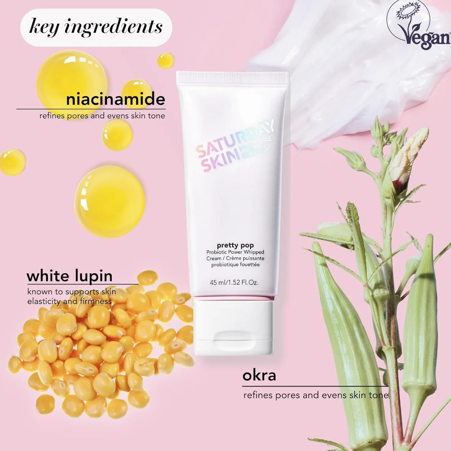Saturday Skin Pretty Pop Prebiotics and Probiotics whipped Nawilżający Krem Odżywianie Allure Best of Beauty Winner 2020 (1,52 Fl Oz)