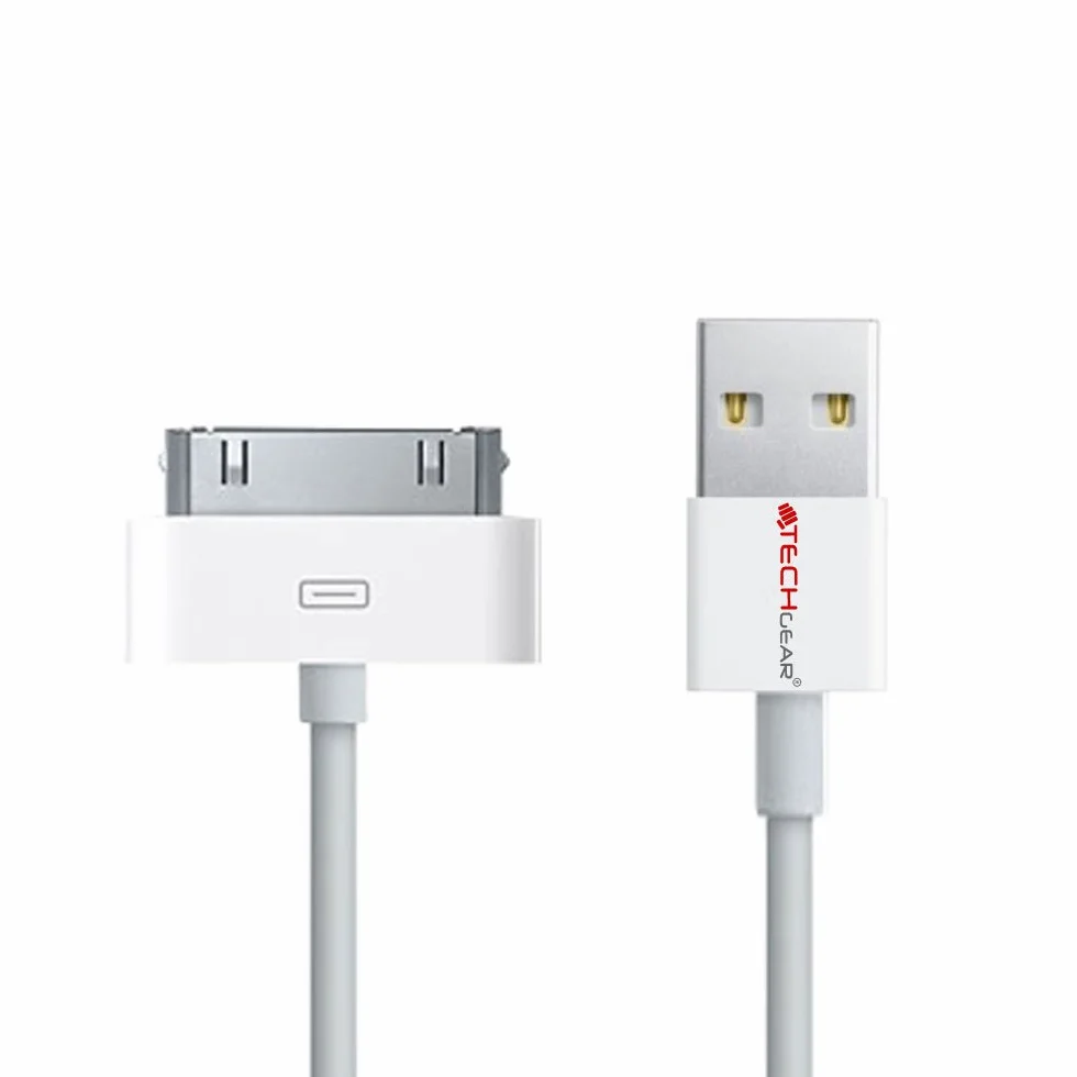TECHGEAR kabel USB kompatybilny z Apple iPod Nano, Touch, Classic, Video i iPhone 3G, 4, 4s, iPad 1, 2, 3 i inne ze złączami 30-pinowymi - przewód USB do ładowania i synchronizacji