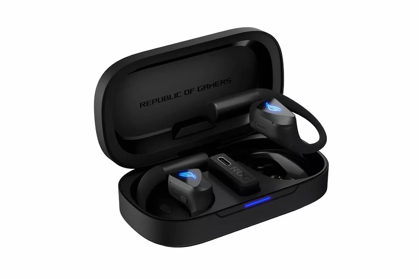 ASUS ROG Cetra Open Wireless - Słuchawki do gier (2,4 GHz i BT, ROG SpeedNova, przetworniki membranowe DLC 14,2 mm, Redukcja szumów AI, odtwarzanie 16 godzin, IPX5) - Czarny
