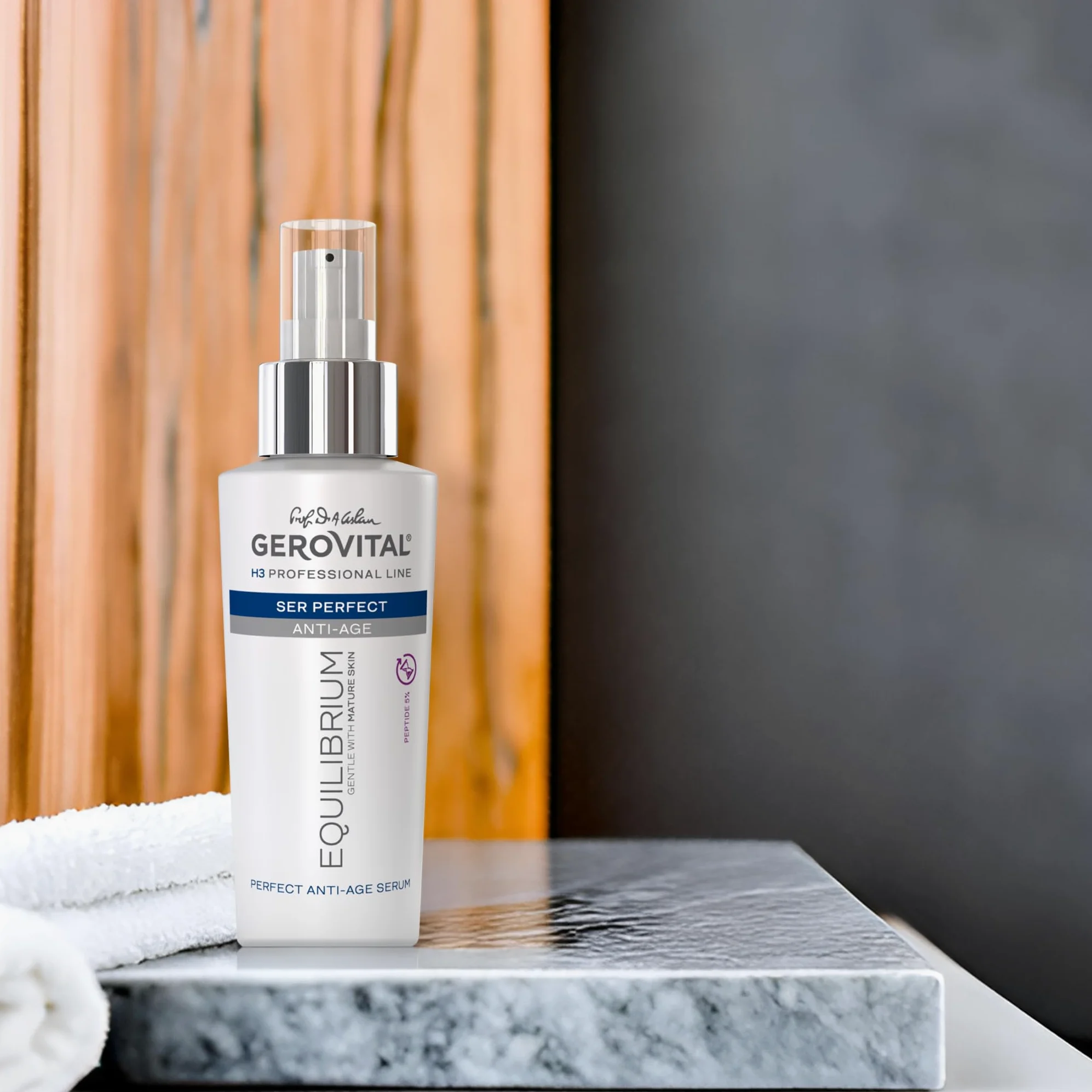 Gerovital H3 Equilibrium profesjonalne serum do twarzy z 5% peptydami – przeciwzmarszczkowy i intensywny zabieg nawilżający dla skóry dojrzałej, suchej i pomarszczonej, 100 ml