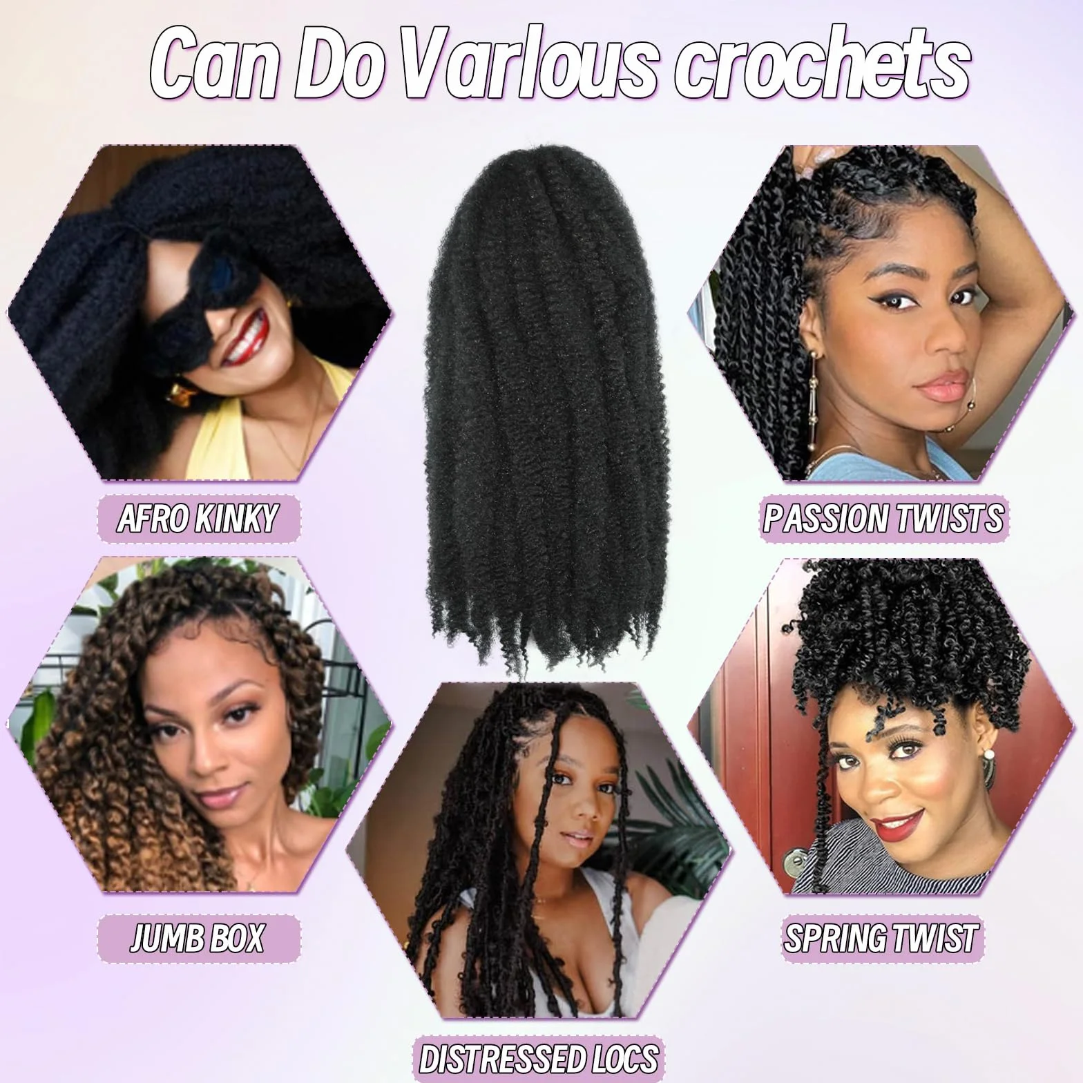 Marley Twist Warkocze Afro Kinky Curly Cuban Twist Warkocze Marley Twists Warkocze Crochet Warkocze Synthetic Senegalese Twists Warkocze do przedłużania włosów dla kobiet (1b, 45,7 cm/3
