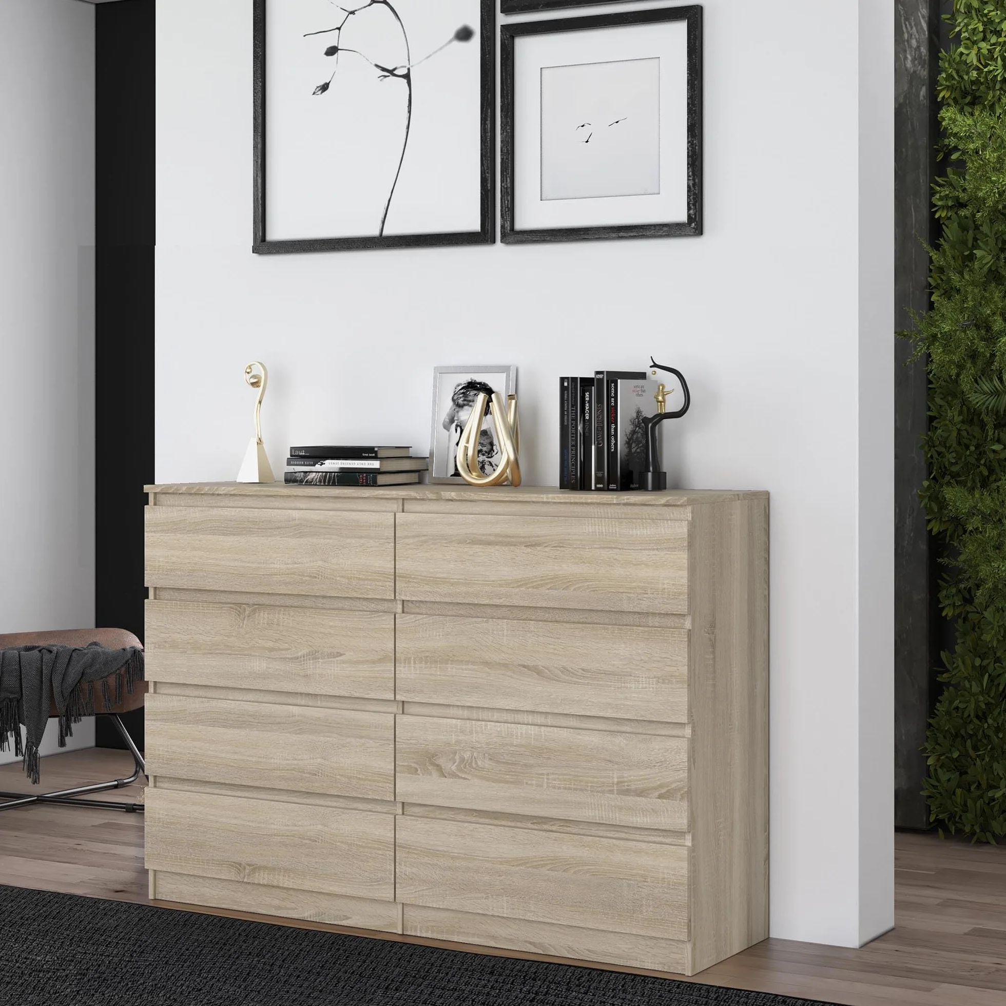 Komoda Malwa M8 140 dąb Sonoma 8 szuflad do salonu biura