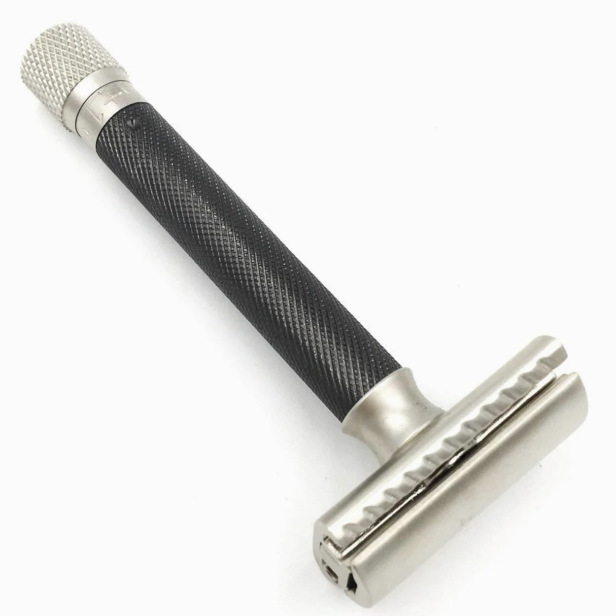 Parker Safety Razor, Regulowana maszynka do golenia z podwójną krawędzią – dostosuj ekspozycję ostrza za pomocą obrotu pokrętła, aby uzyskać łagodniejsze lub bardziej agresywne golenie (grafitowa)