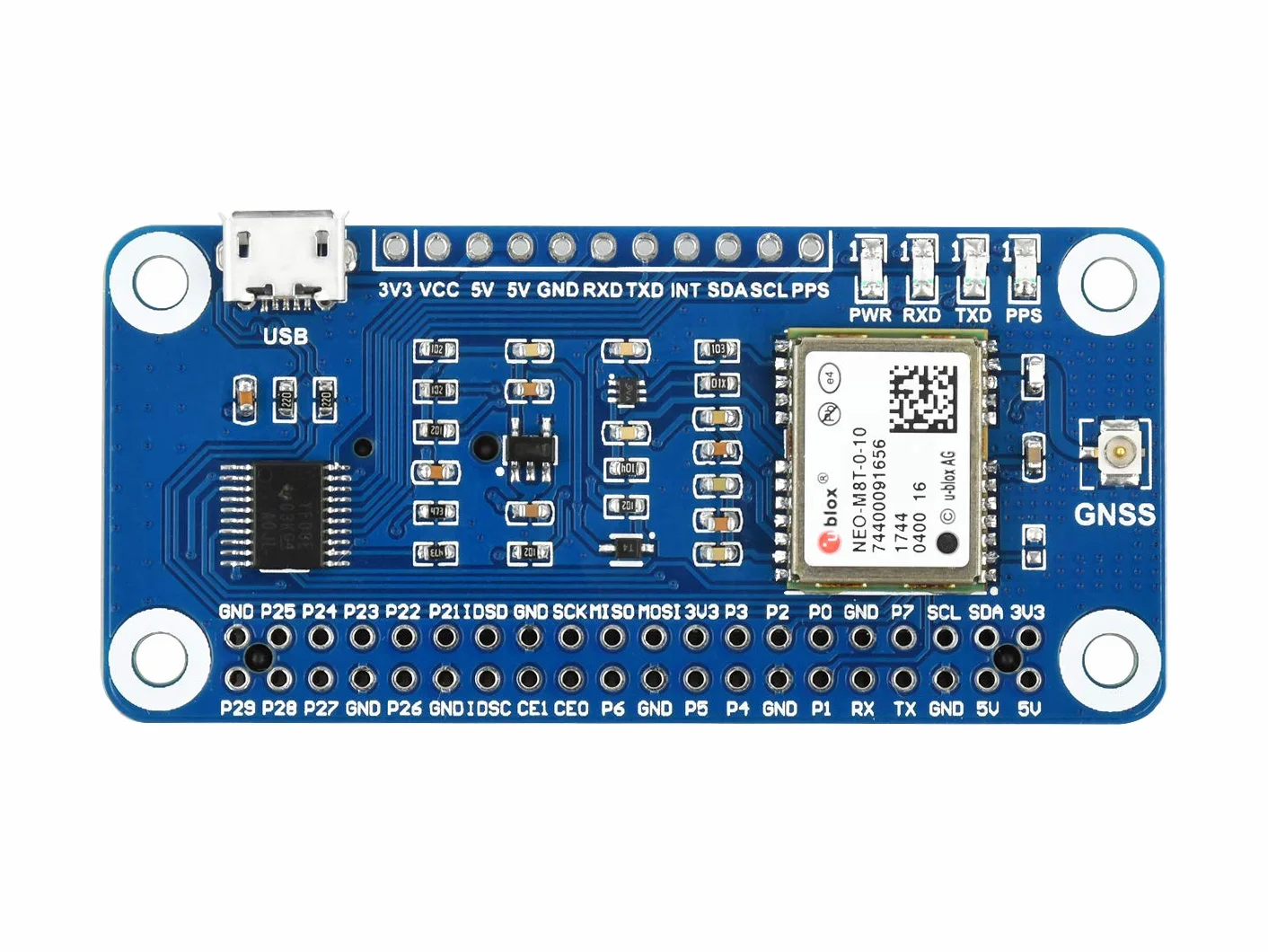 Waveshare NEO-M8T GNSS Timing HAT for Raspberry Pi Multi-Constellation Receiver Support Single-Satellite Timing Feature