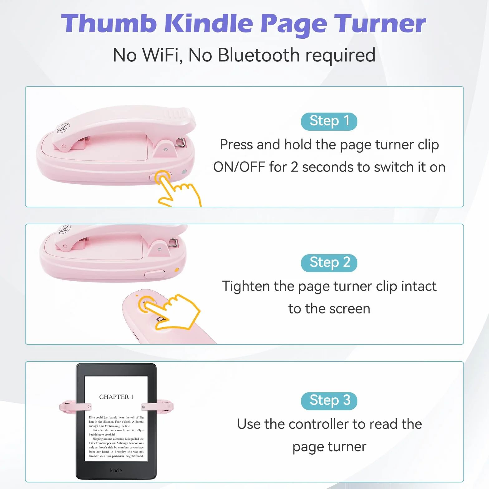 Paletta laterale telecomandata per Kindle Paperwhite Oasis Kobo eReader: scatto remoto per fotocamera, Kindle Clicker paletta laterale per iPhone iPad Android tablet Surface e-book lettura romanzi