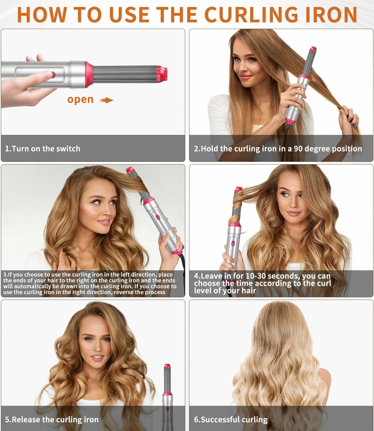 Styler do włosów 6 w 1, szczotka na gorące powietrze z suszarką do włosów 1000 W, lokówka, szczotka z ciepłym powietrzem, okrągła szczotka do prostowania, prostowania, lokowania, suszenia