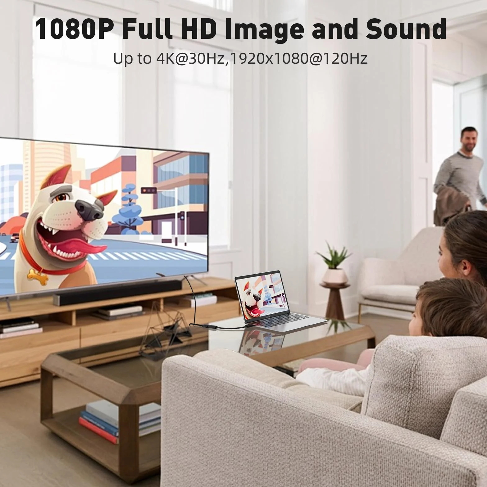 4K Adapter DisplayPort do HDMI [Jednokierunkowy] - DP do HDMI 4K@30Hz 2K@60Hz 1080P@120Hz - Kompatybilny z laptopem, PC, kartą graficzną, monitorem, TV, projektorem (Lenovo, HP, Dell, AMD, NVIDIA)
