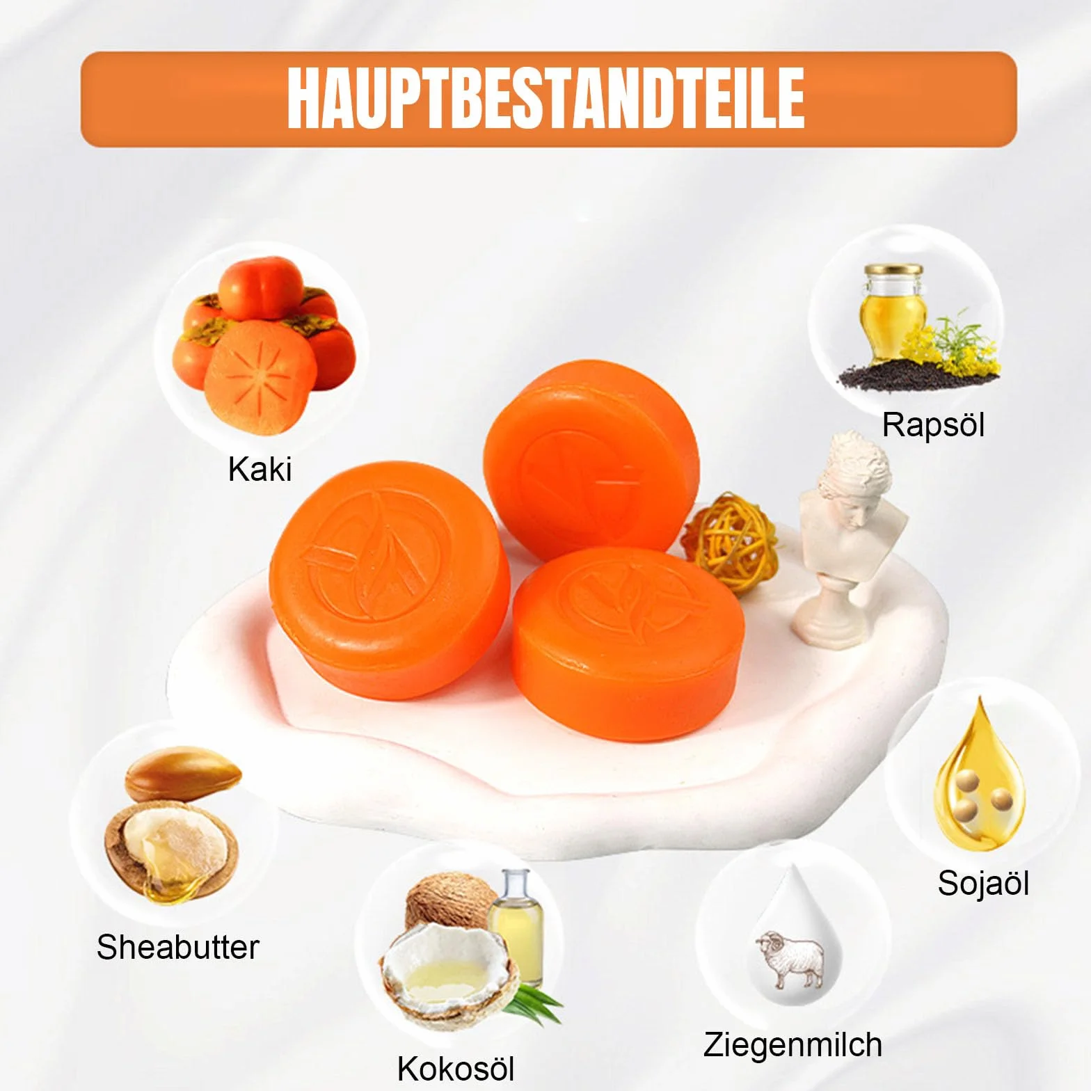 Persimmon Soap 2-pak, naturalne mydło dezodorujące i nawilżające w kostce, mydło naturalne do delikatnej pielęgnacji całego ciała i okolic intymnych, złuszczające do kontroli zapachu ciała