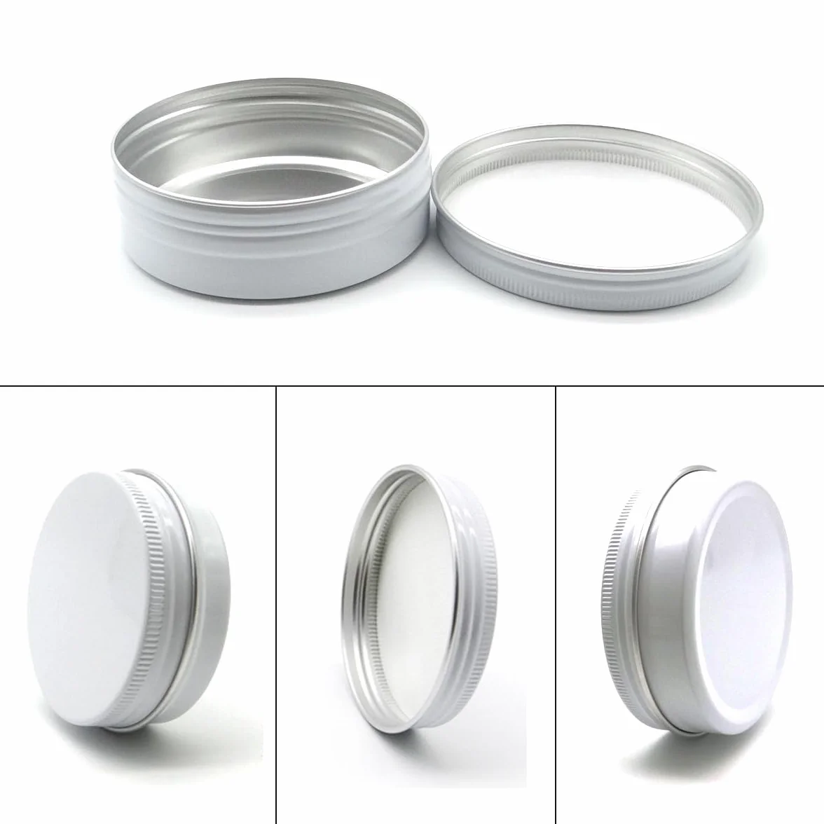 Aluminiowe puszki 100 ml, 100 g, pusty podróżny pojemnik na próbki kosmetyczne z zakrętką, 100 g białych metalowych puszek do majsterkowania, balsamów do ust, kremu do twarzy, świec, herbaty