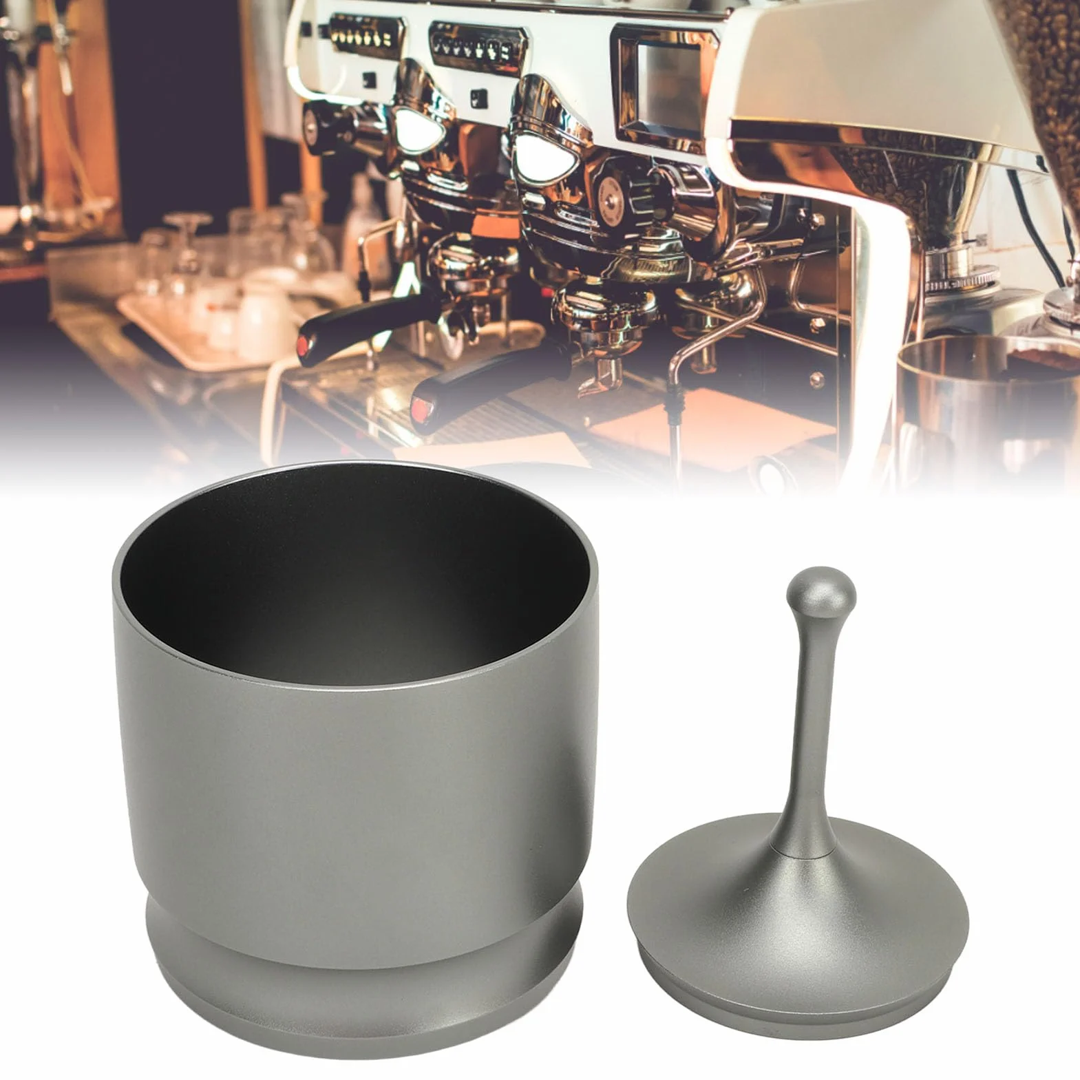 Shaker 58 Mm ze ślepym Pojemnikiem na kawę Espresso, Prasa z Pierścieniami Dozującymi kawę, Chwytak do Kawy Zapobiegający Lataniu ze Stopu Aluminium, Akcesoria do Przygotowywania