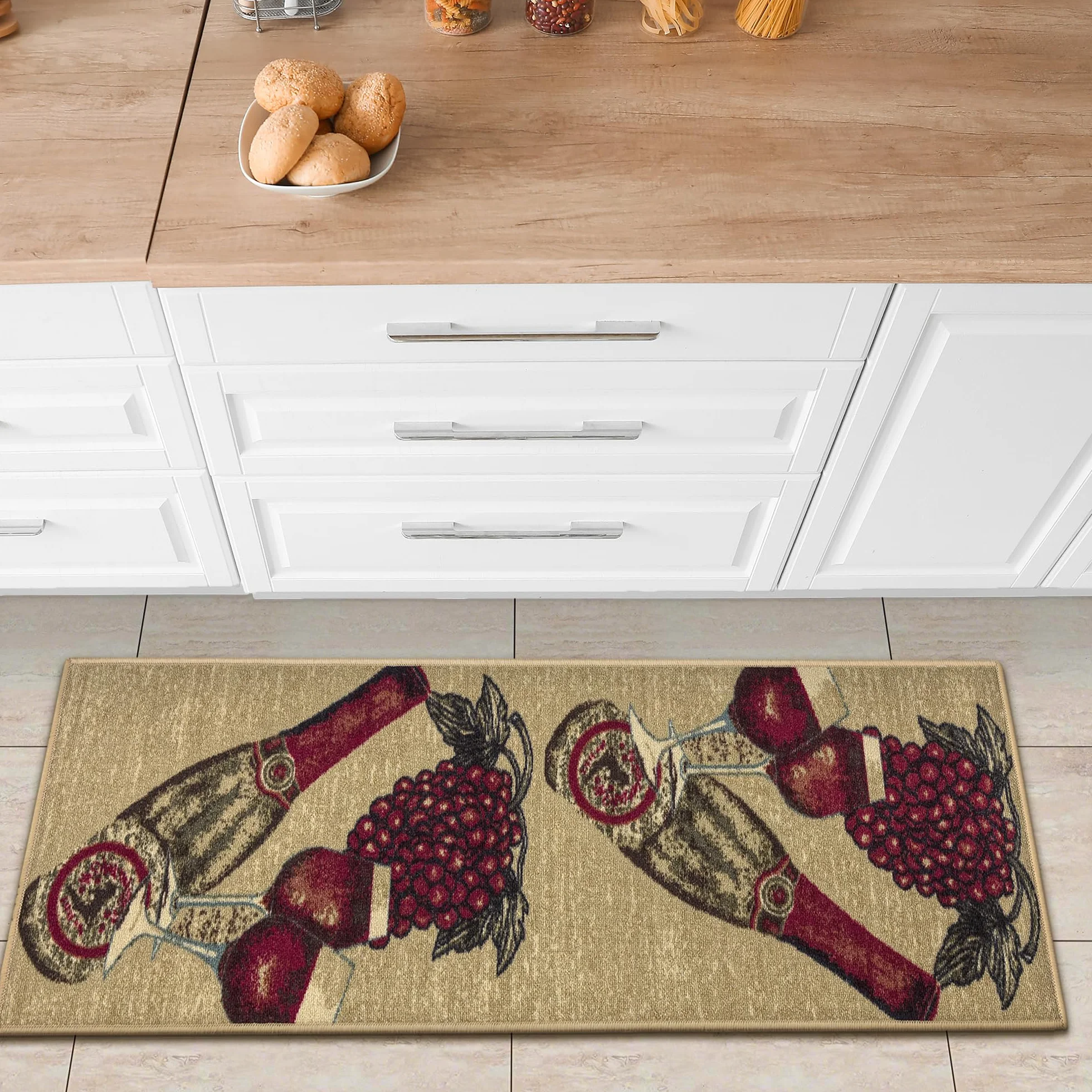 Chodnik kuchenny antypoślizgowy 50x150 cm wzór wina gumowy spód