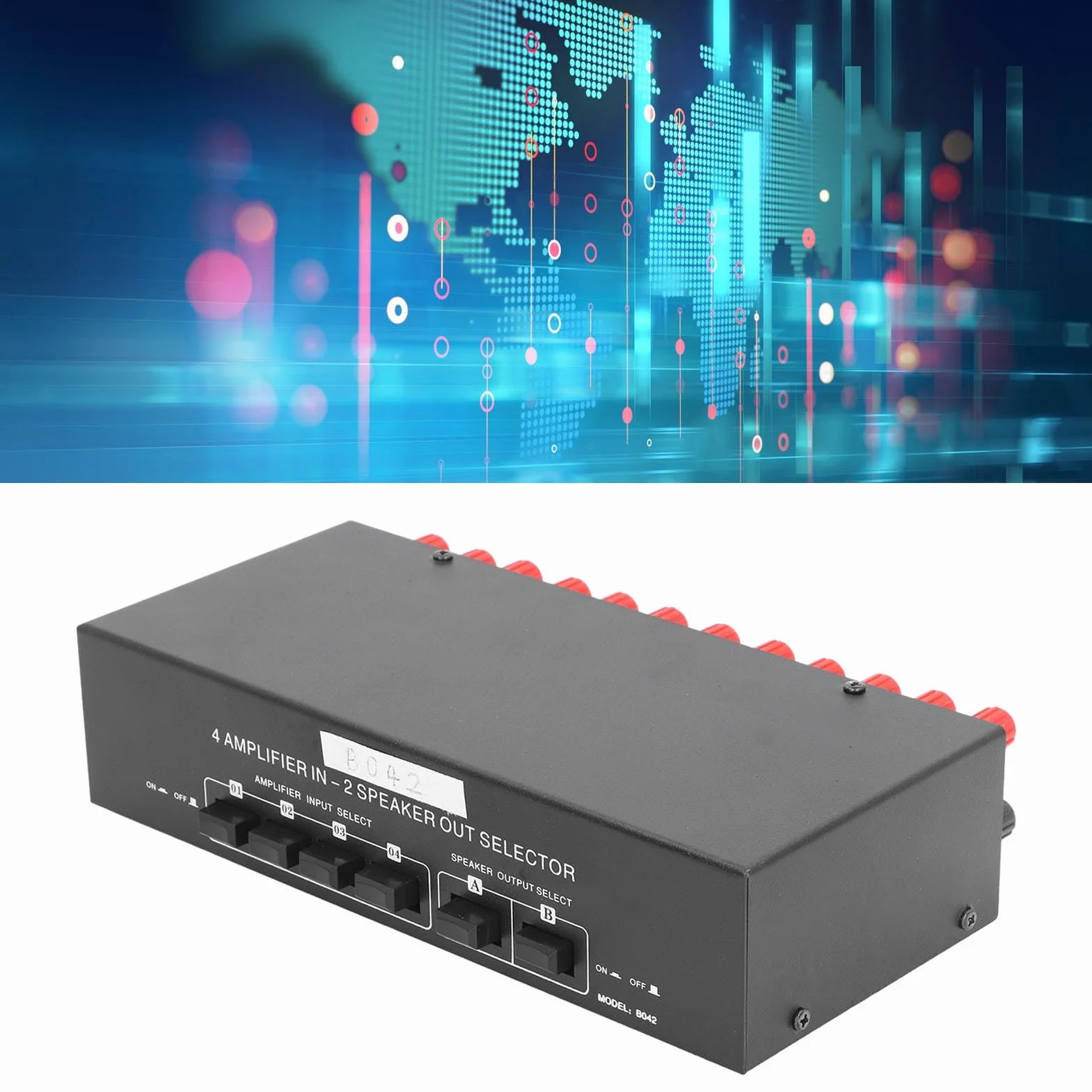 Głośnik, przełącznik wyboru pasywny, 4 wejścia, 2 wyjścia stereo audio rozdzielacz box z niezależnymi regulatorami głośności 300 W