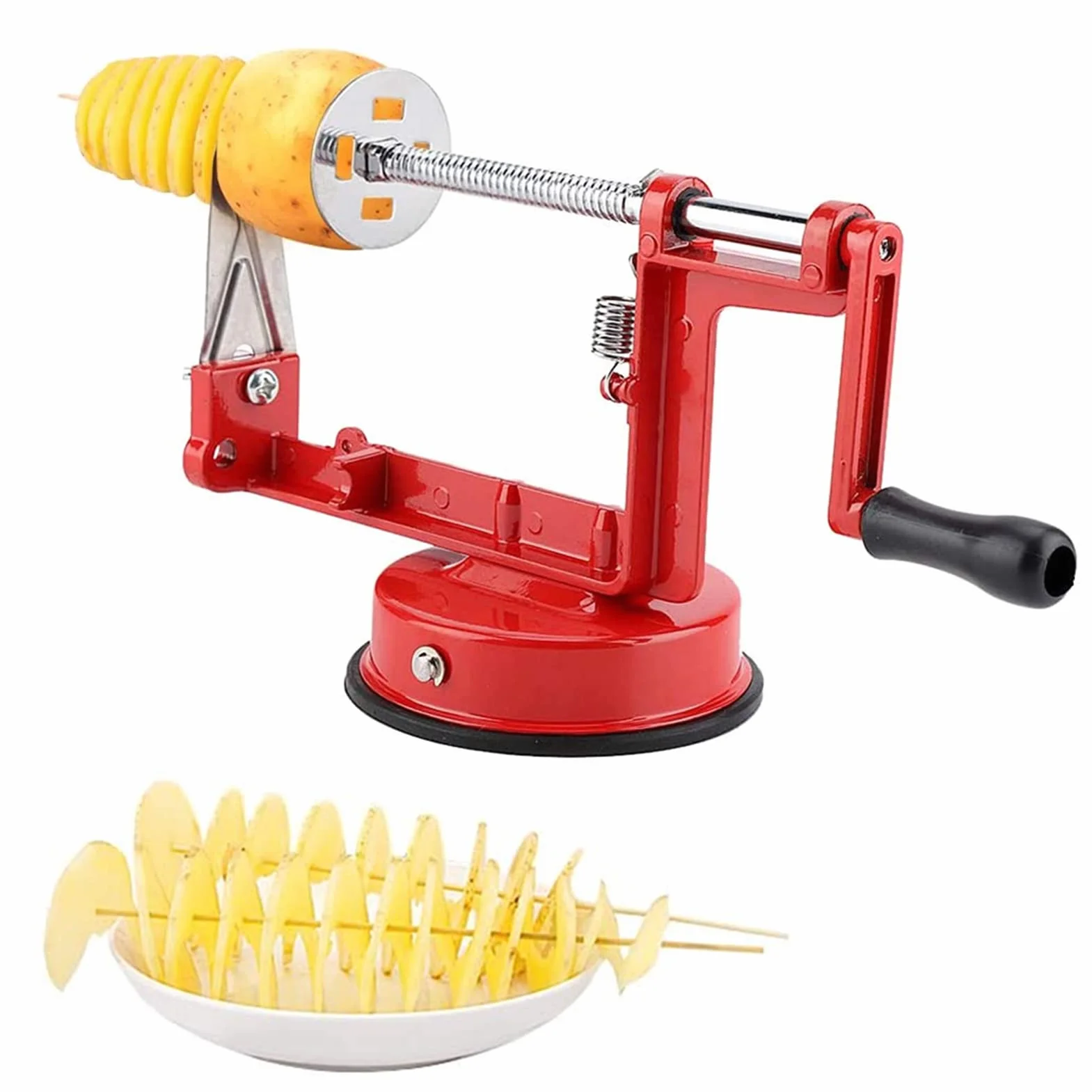 Greensen Kartoffelschneider Edelstahl Spiralschneider Tornado Schneider Kartoffel Twister mit Rutschfester Griff Apfelschneider Chipsmaschine für Obst, Kartoffeln, Tornado Chips, Gurken oder Karotten