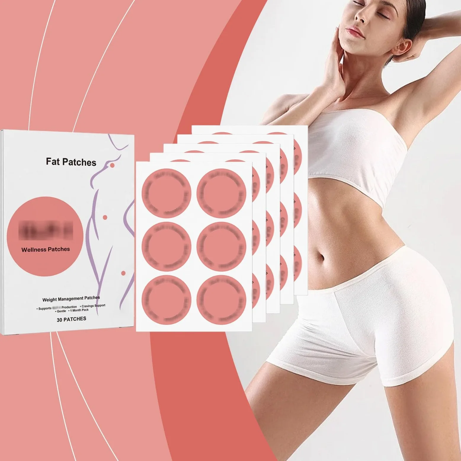 Plastry Odchudzające 30 szt. Plastry na, wyszczuplające i ujędrniające | Plaster wellness do zarządzania wagą, pomaga ograniczać zachcianki, delikatna formuła, proste użycie dla