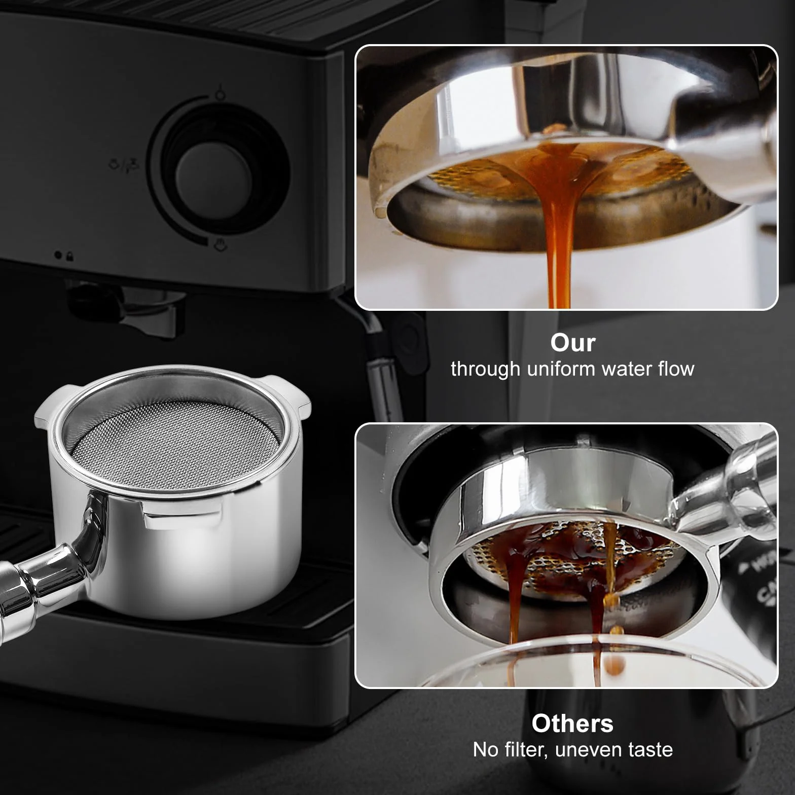Espresso Kolba bez dna 51 mm 3 uszy sitko Dedica EC680 EC685