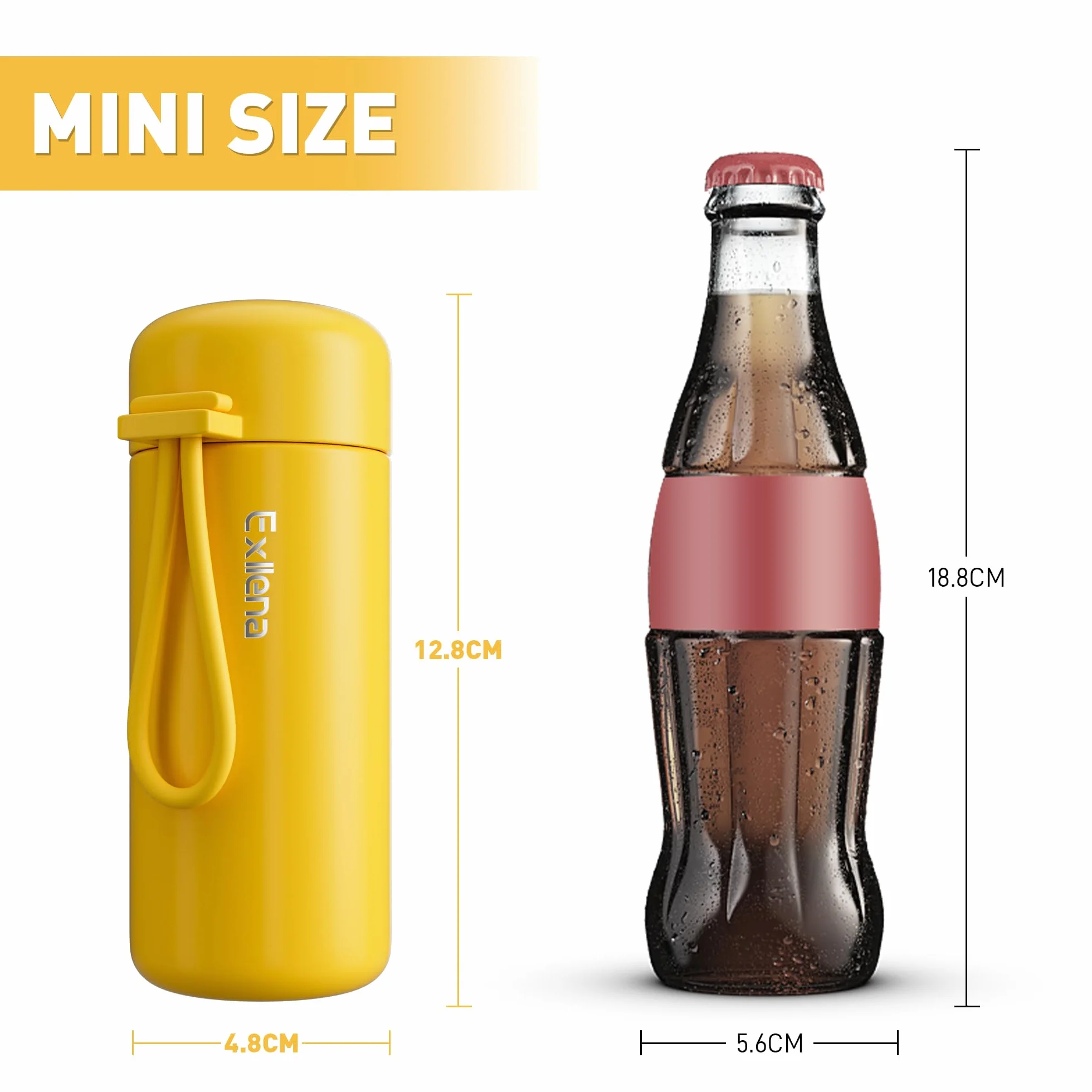 Exllena Mała piersiówka 150 ml mini do gorących lub zimnych napojów żółta