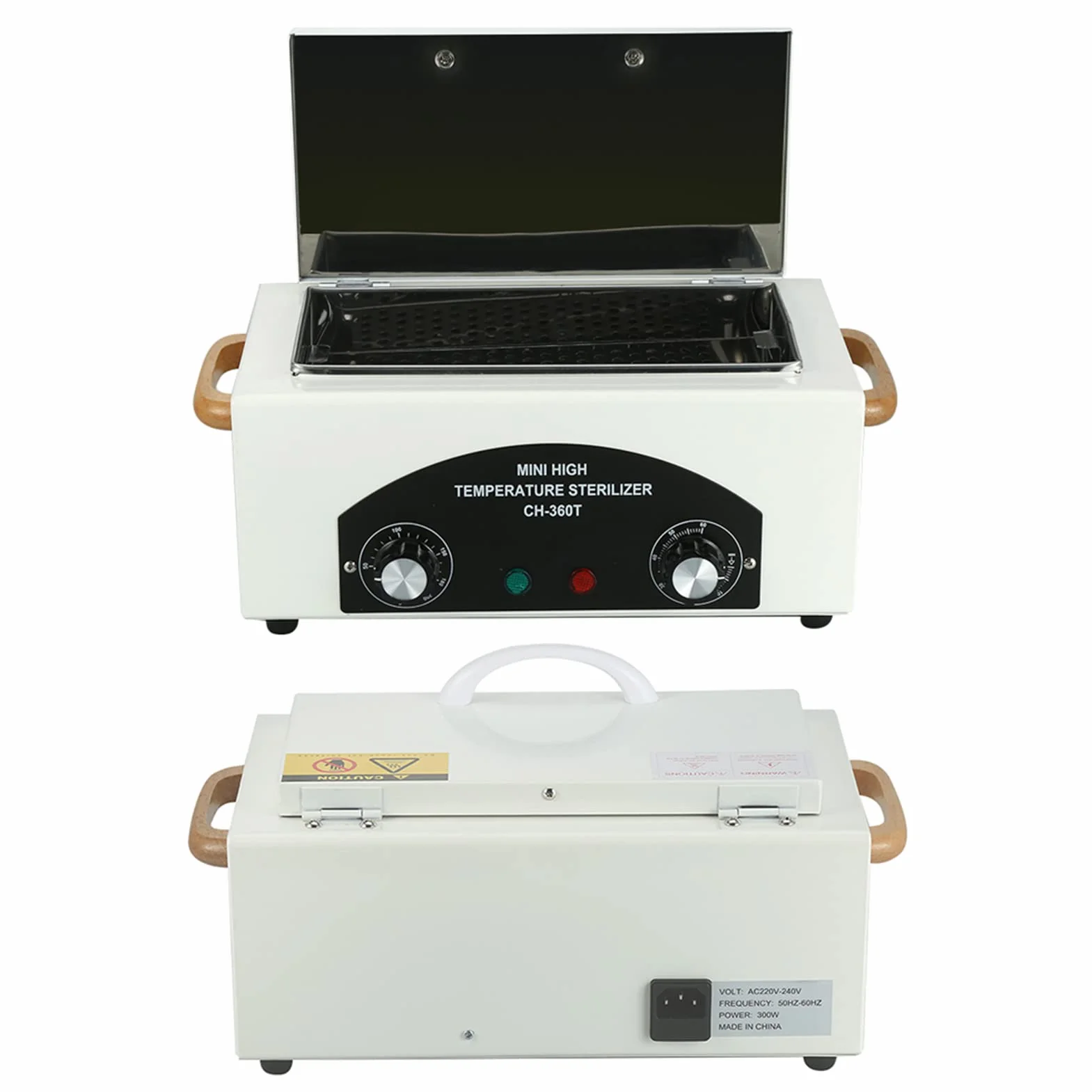 Sterylizator do paznokci, sterylizator do paznokci w temperaturze 200°C, sterylizator w wysokiej temperaturze, 300 W, małe sterylizatory z timerem i regulatorem temperatury, wskaźnik świetlny do