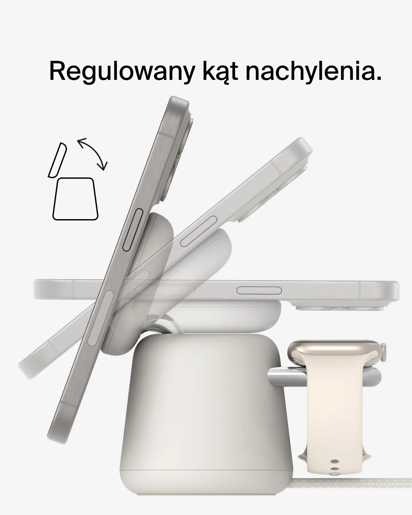 Belkin BoostCharge Pro bezprzewodowa stacja ładująca 2 w 1 z Qi2, 15 W, kompatybilna z MagSafe ładowarka do iPhone 17, Air, Pixelsnap, Apple Watch, AirPods, innych urządzeń Qi2, łącznie z zasilaczem
