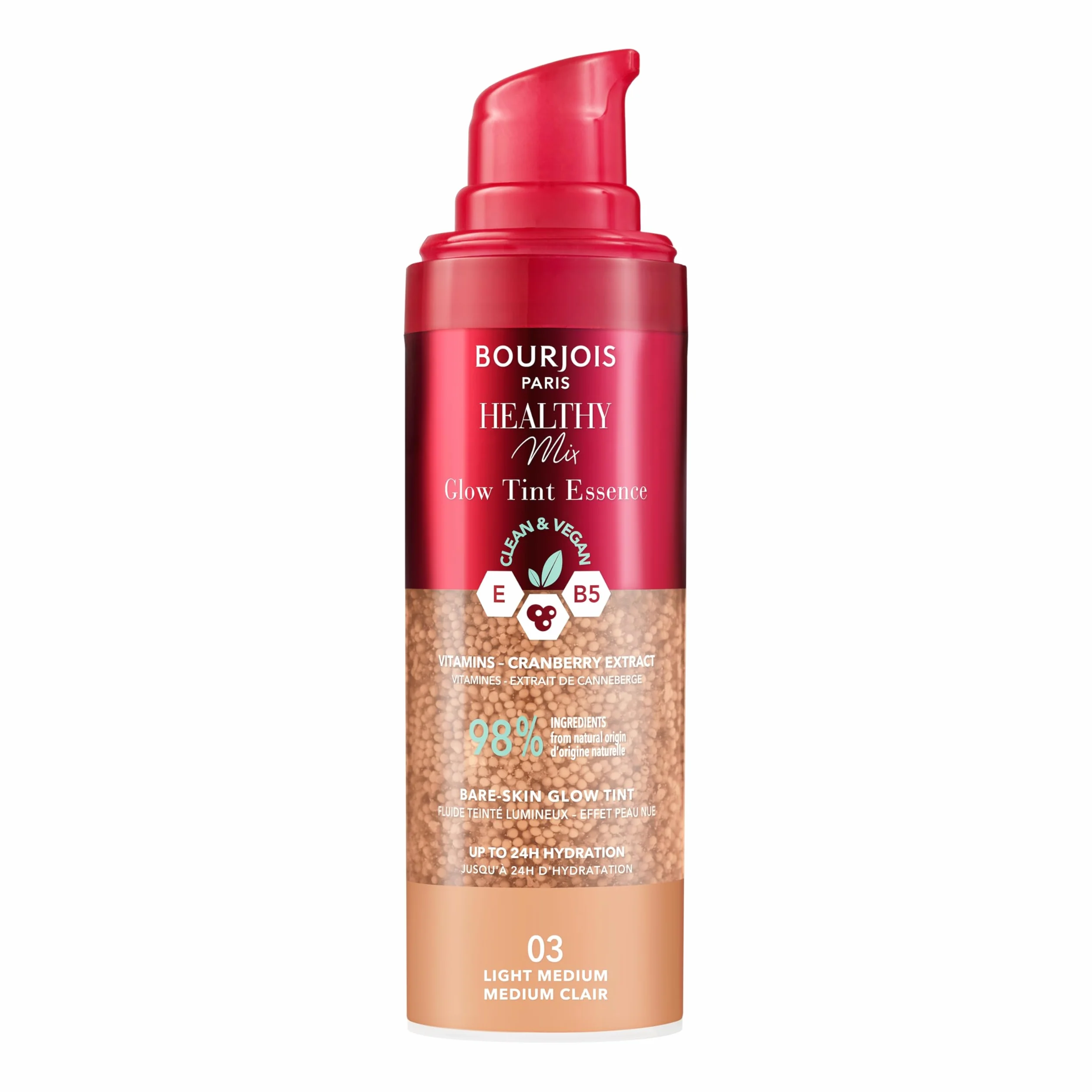 Bourjois Healthy Mix Glow Tint Essence nawilżająca esencja wyrównująca koloryt skóry, 03 Light Clair, 30 ml