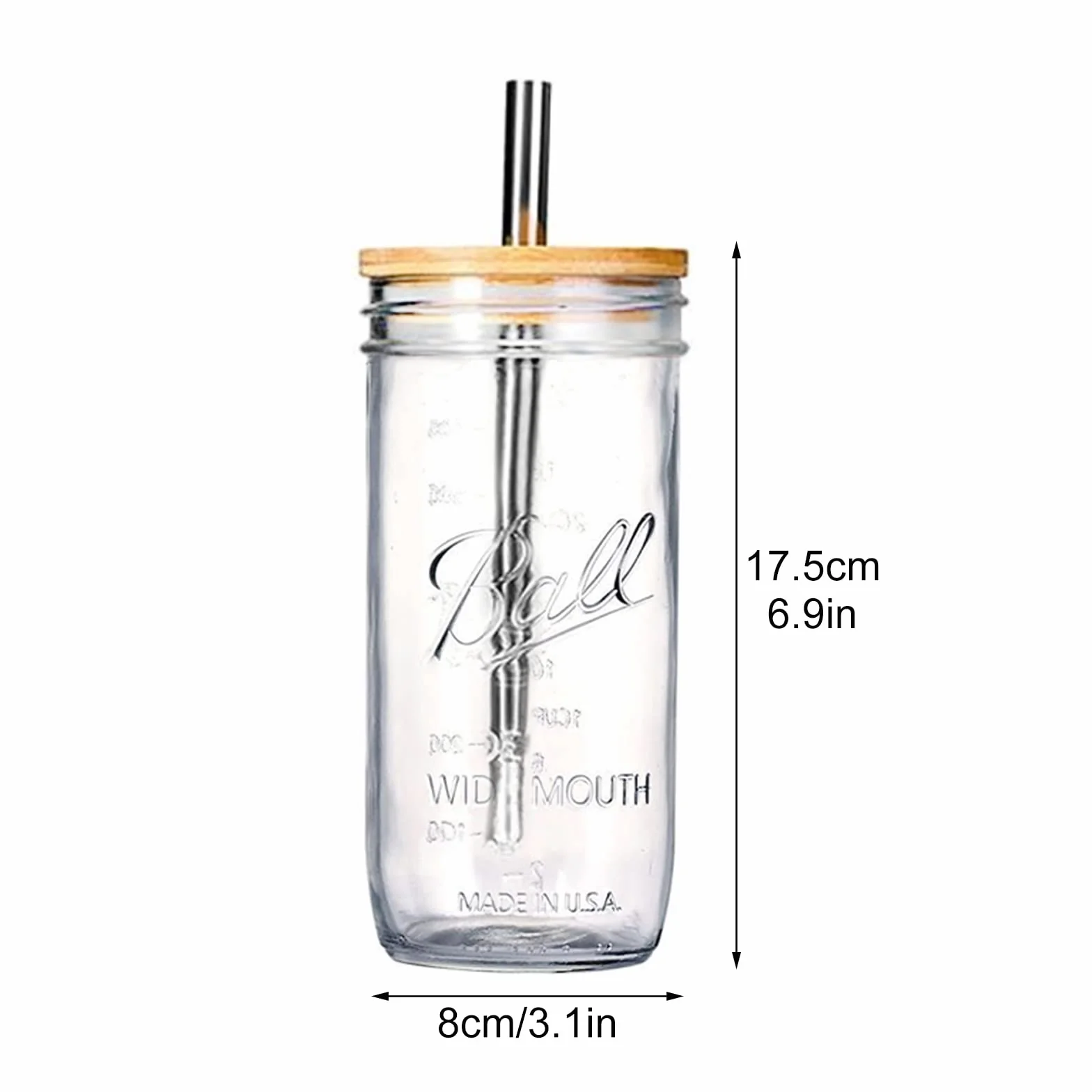 Słoik Mason Jar 750 ml szklany kubek z pokrywką i słomką do mrożonej kawy whiskey wody