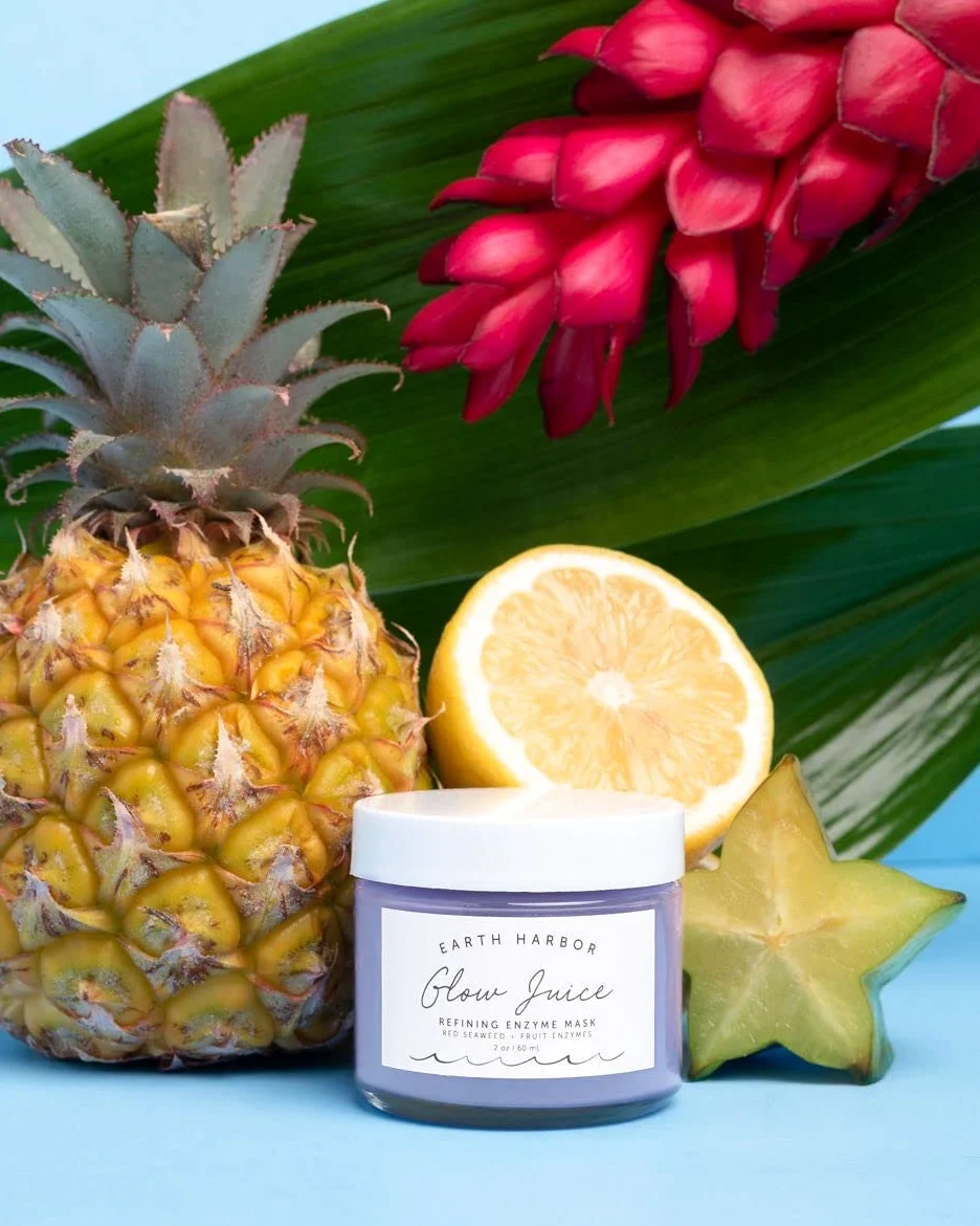 Earth Harbor | Maska regenerująca enzymatycznie Glow Juice | 100% naturalna i nietoksyczna | Algi Vermelhas + enzymy owocowe | Rozświetl e Clareia | 60 ml