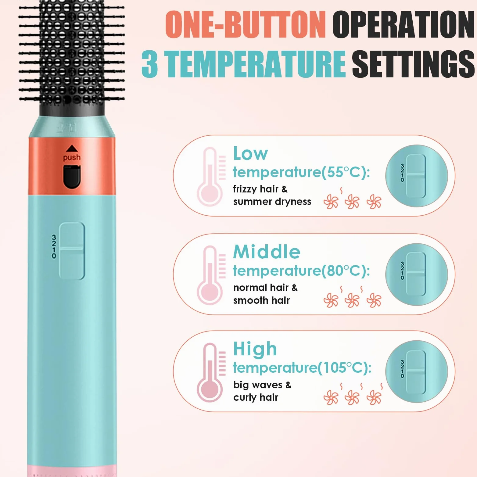 One-Step Styler, wielozadaniowa szczotka grzewcza do spłukiwania, 5 w 1 z suszarką do włosów, obrotowa szczotka dmuchająca do włosów, technologia ceramiczna, suszenie, kręcenie, prostowanie