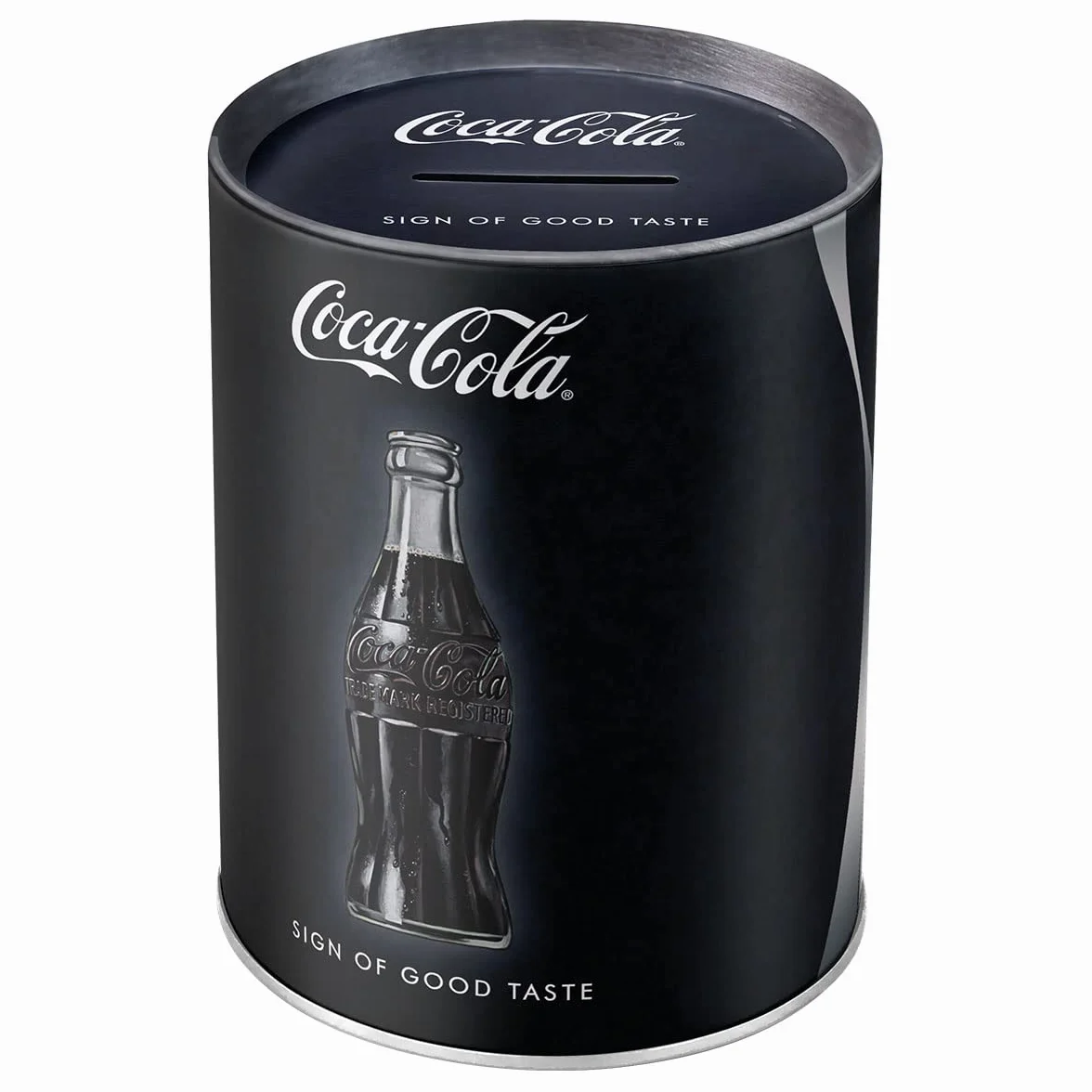 Nostalgic-Art Retro skarbonka, 1 l, Coca-Cola – Sign Of Good Taste – Pomysł na prezent dla miłośników Coca-Coli, Official License Product (OLP), metalowa skarbonka, Styl vintage