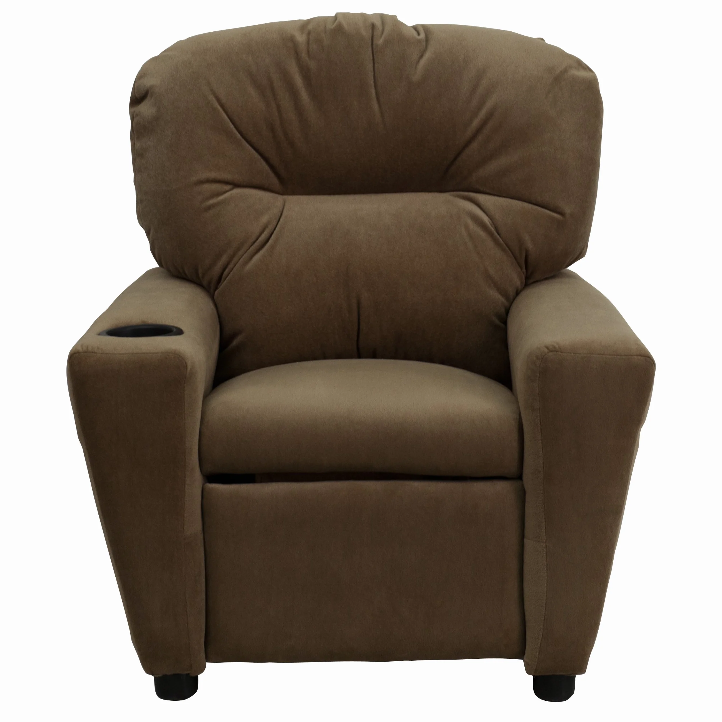 Flash Furniture Współczesny leżak z mikrofibry z uchwytem na kubki, drewno, brązowy, 66,04 x 53,34 x 53,34 cm