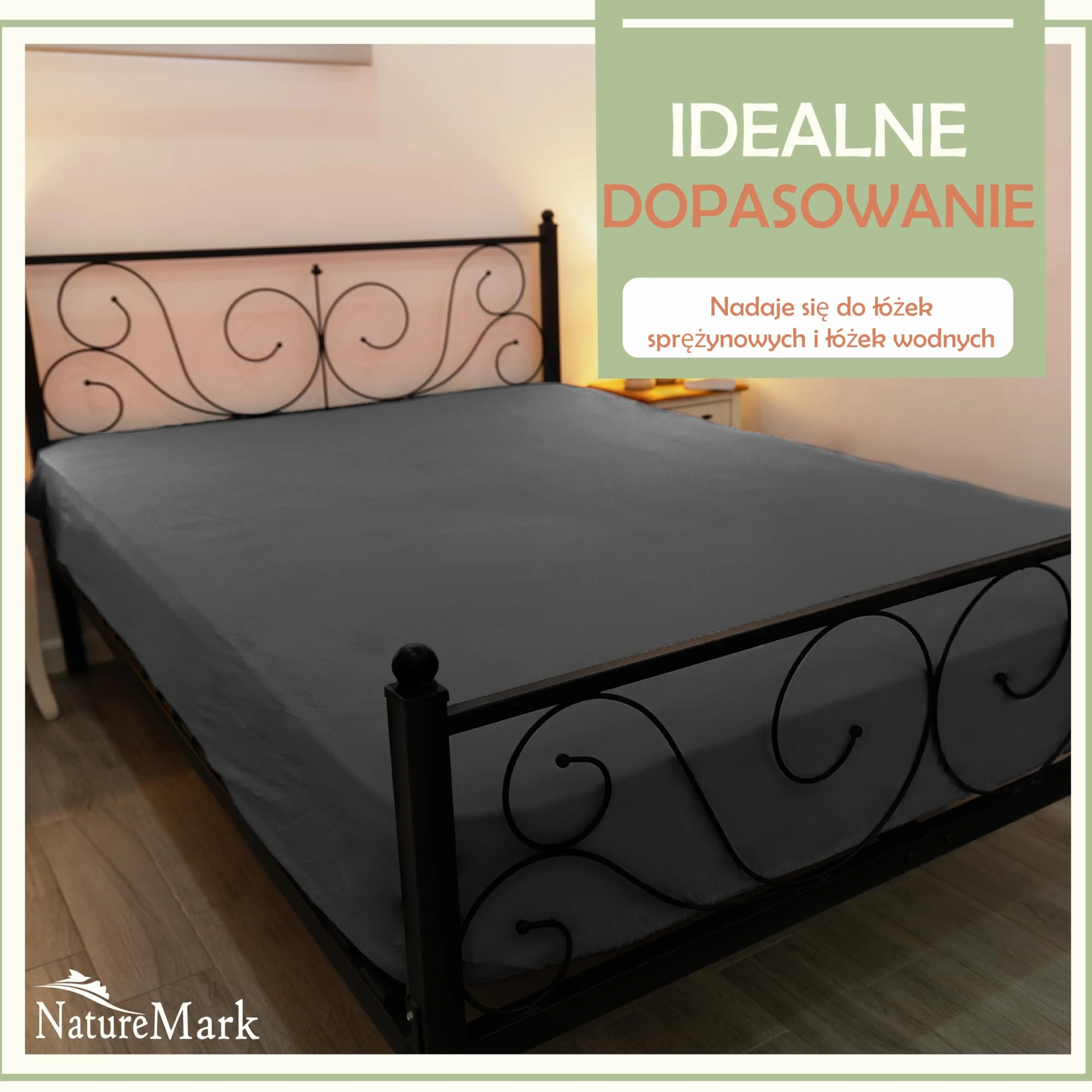 NatureMark Prześcieradło z mikrofibry SPANNBETTLAKEN 200 x 220 cm Szary antracytowy