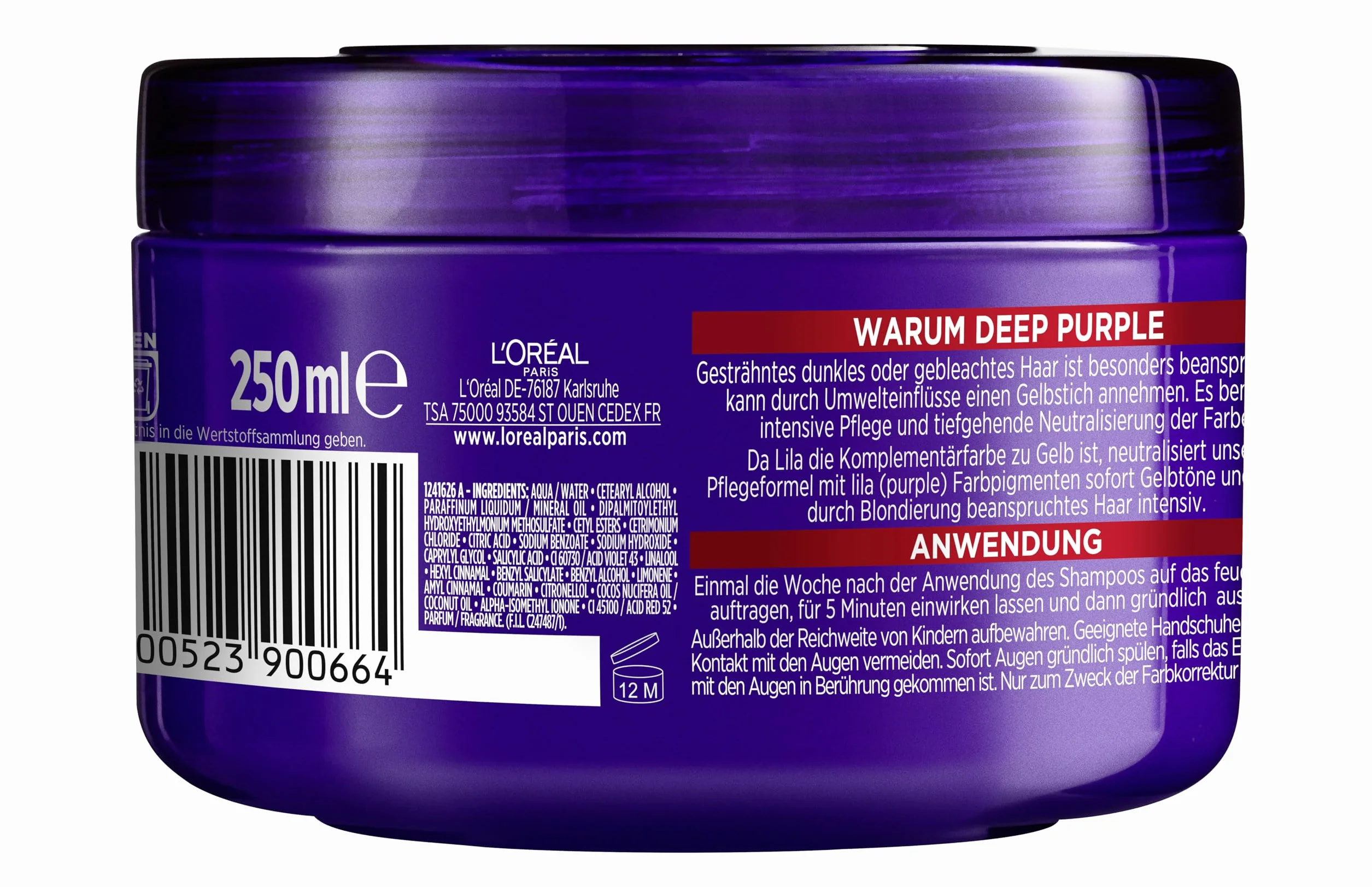 L'Oréal Paris Elvital Color Glanz Purple Deep Maska do Włosów, 250 ml