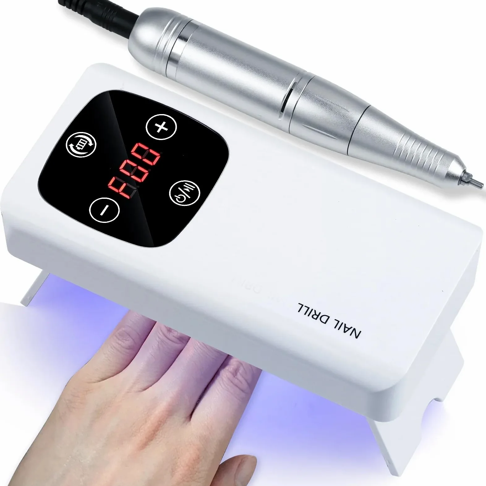 Profesjonalna elektryczna wiertarka do paznokci 45000 obr./min - bezprzewodowy akumulator do salonu i domu, przenośny zestaw do manicure LED Light