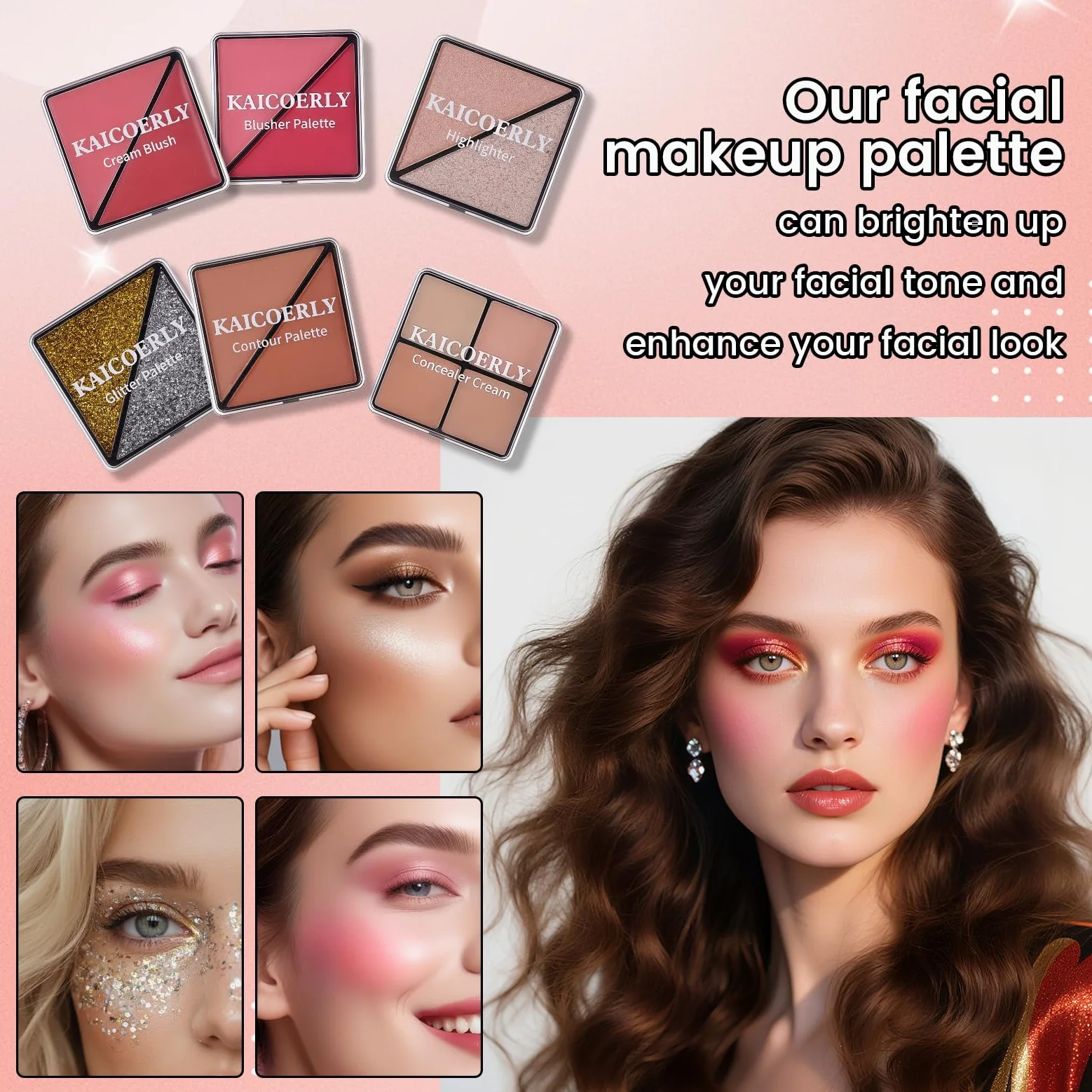 Zestaw do makijażu dla kobiet i dziewcząt, modny zestaw do makijażu dla początkujących profesjonalistów podróżujących z etui, Makeup Essential with Eyeshadow Palette, błyszczyk do ust, tusz do rzęs