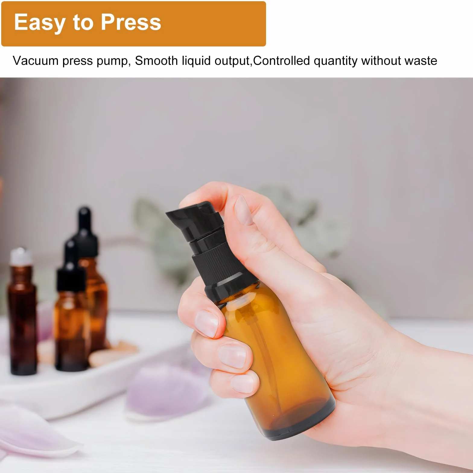 6 sztuk pustych szklanych butelek o pojemności 30 ml, brązowe bursztynowe, szklane butelki na balsam, butelki z brązowego szkła, z pompką, do balsamu, serum i kremu