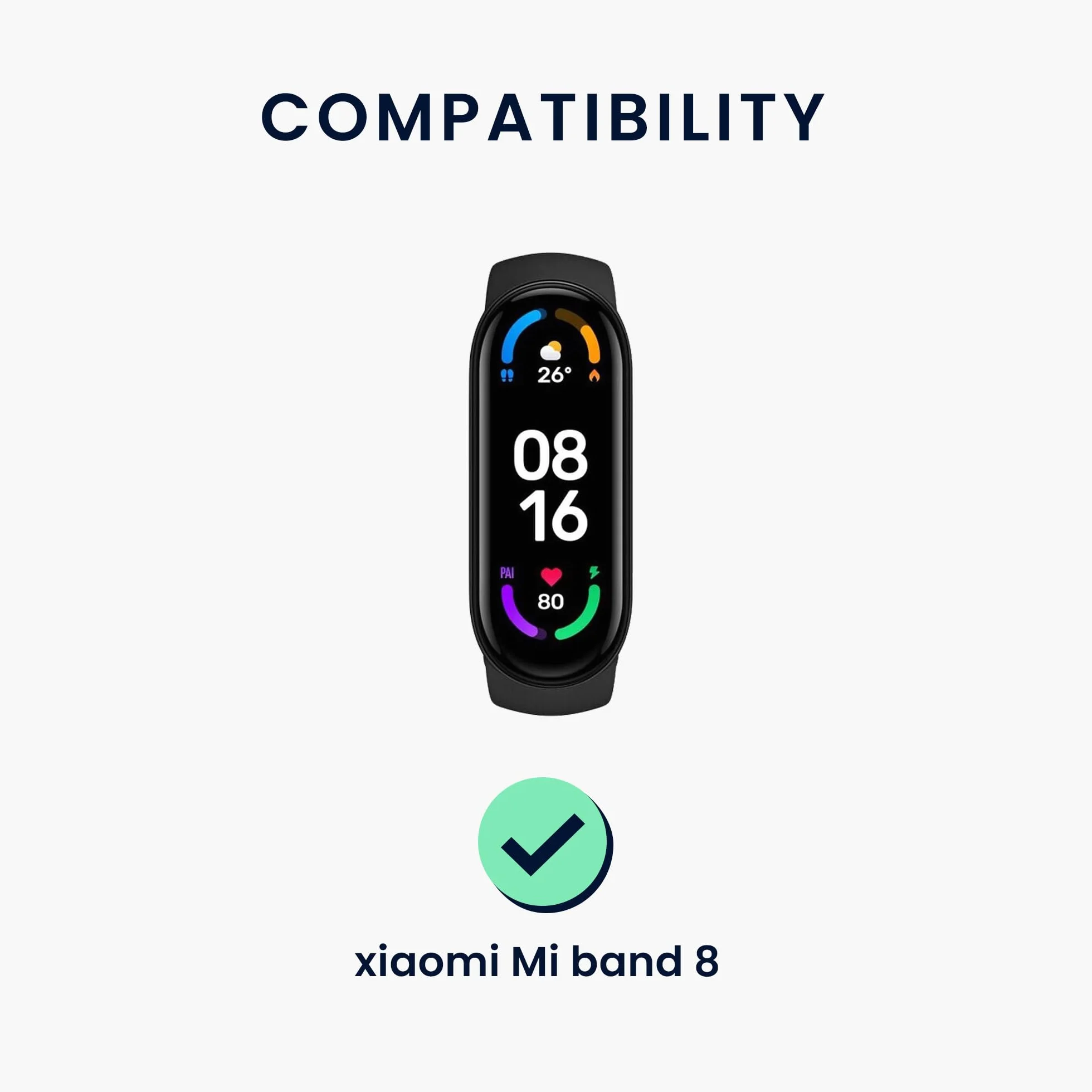 kwmobile Nylonowy pasek kompatybilny z Xiaomi Mi Band 8, zapasowy pasek do trackera fitness, czarny