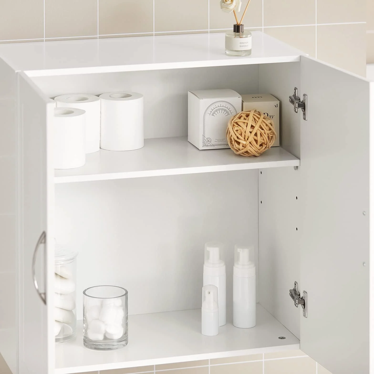 SoBuy FRG231-W szafka wisząca szafka ścienna szafka łazienkowa z dwojgiem drzwi, szafka kuchenna, szafka na lekarstwa meble łazienkowe Biały, 60 x 60 x 30 cm
