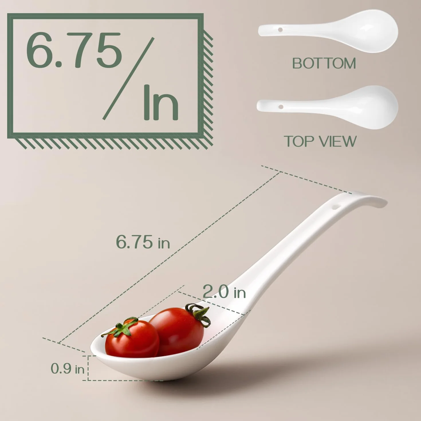 DOWAN Ceramiczne Łyżki do Zupy Azjatyckie Duże Zestaw 6 szt Ramen Pho Wonton