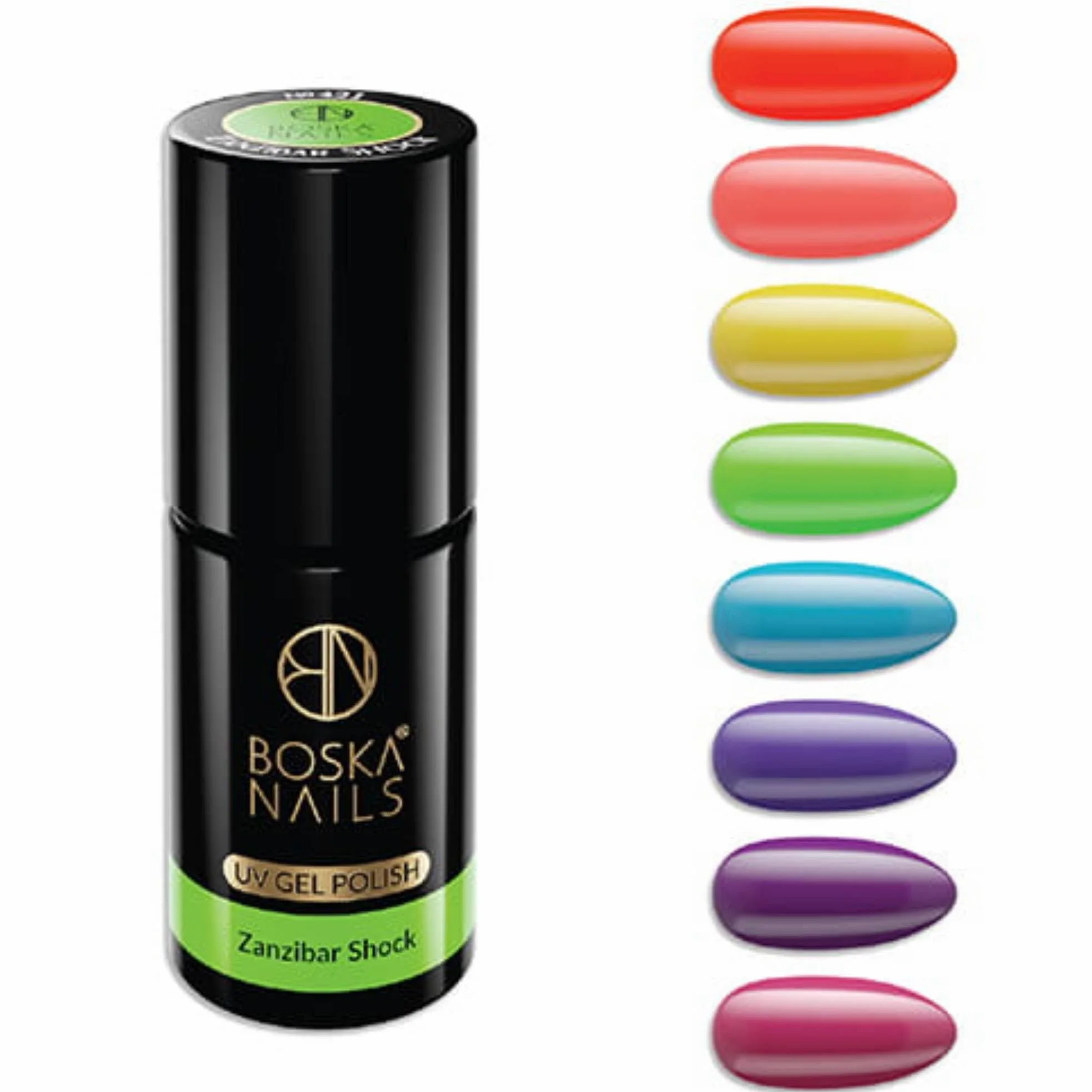 Boska Nails Island Paradise Hybrid zestaw lakierów do paznokci, kolekcja 8 neonowych i pastelowych kolorów, letni manicure, trwały do 3 tygodni, 6 ml butelki