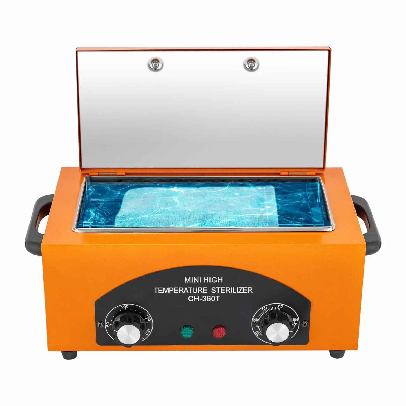 Sterylizator gorącym powietrzem, sterylizator 300 W, 1,5 l, dezynfekcja 50-220°C, sterylizator gorącym powietrzem z timerem i wskaźnikiem świetlnym do fryzury w salonie (pomarańczowy)