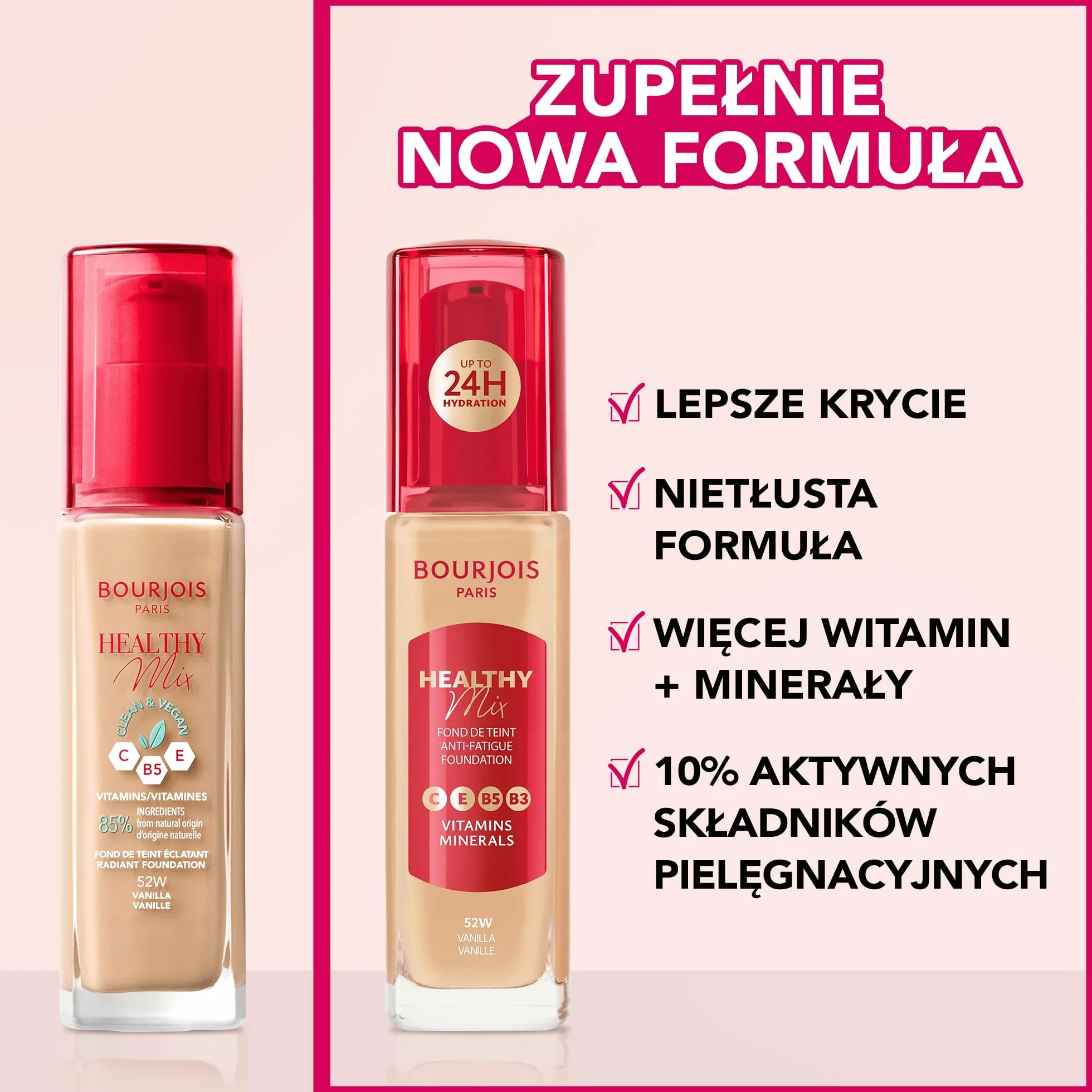 Bourjois Healthy Mix Podkład Niwelujący Oznaki Zmęczenia Z Kompleksem Witamin I Minerałów 52.2W Golden Beige, 30 Ml