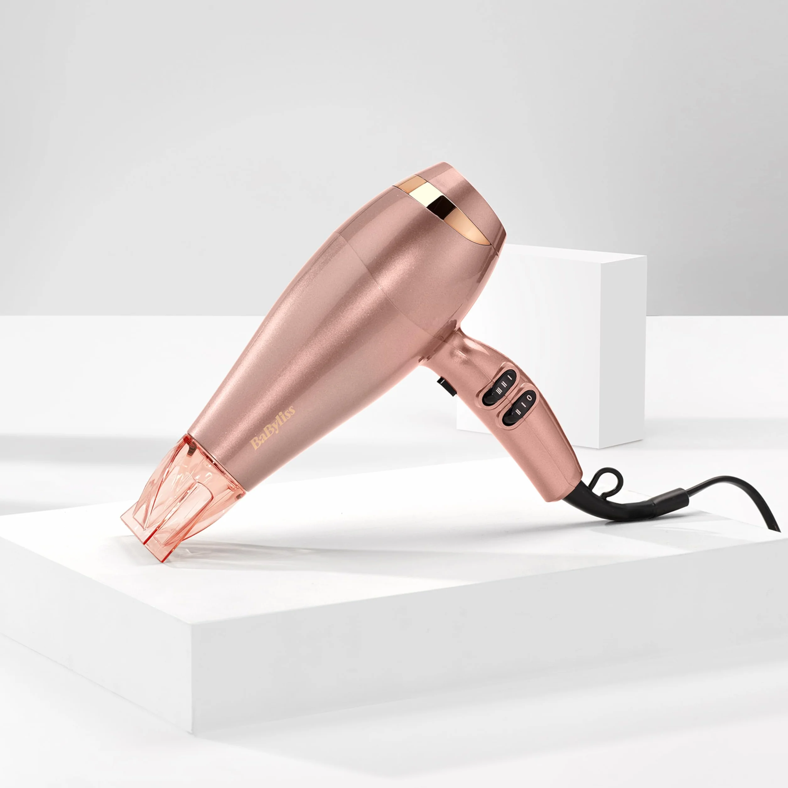 Suszarka BaByliss Rose Gold - 2100 W, jonizacja, lekka podróżna suszarka do włosów, szybko susząca, ceramiczna, 3 ustawienia temperatury i 2 prędkości, srebrna, 5336PE